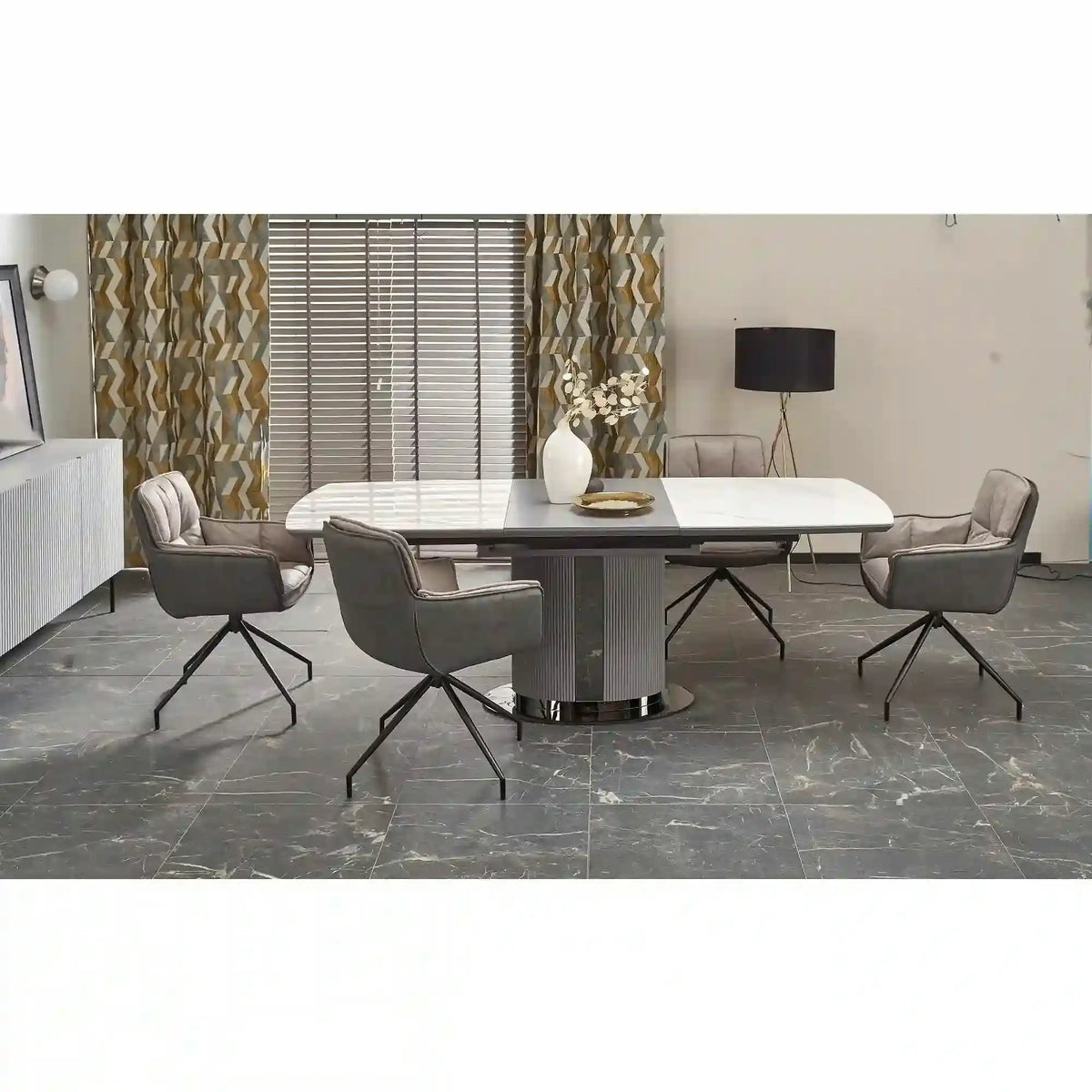 Masa extensibila DANCAN, alb/gri, 160-220x90x76 cm