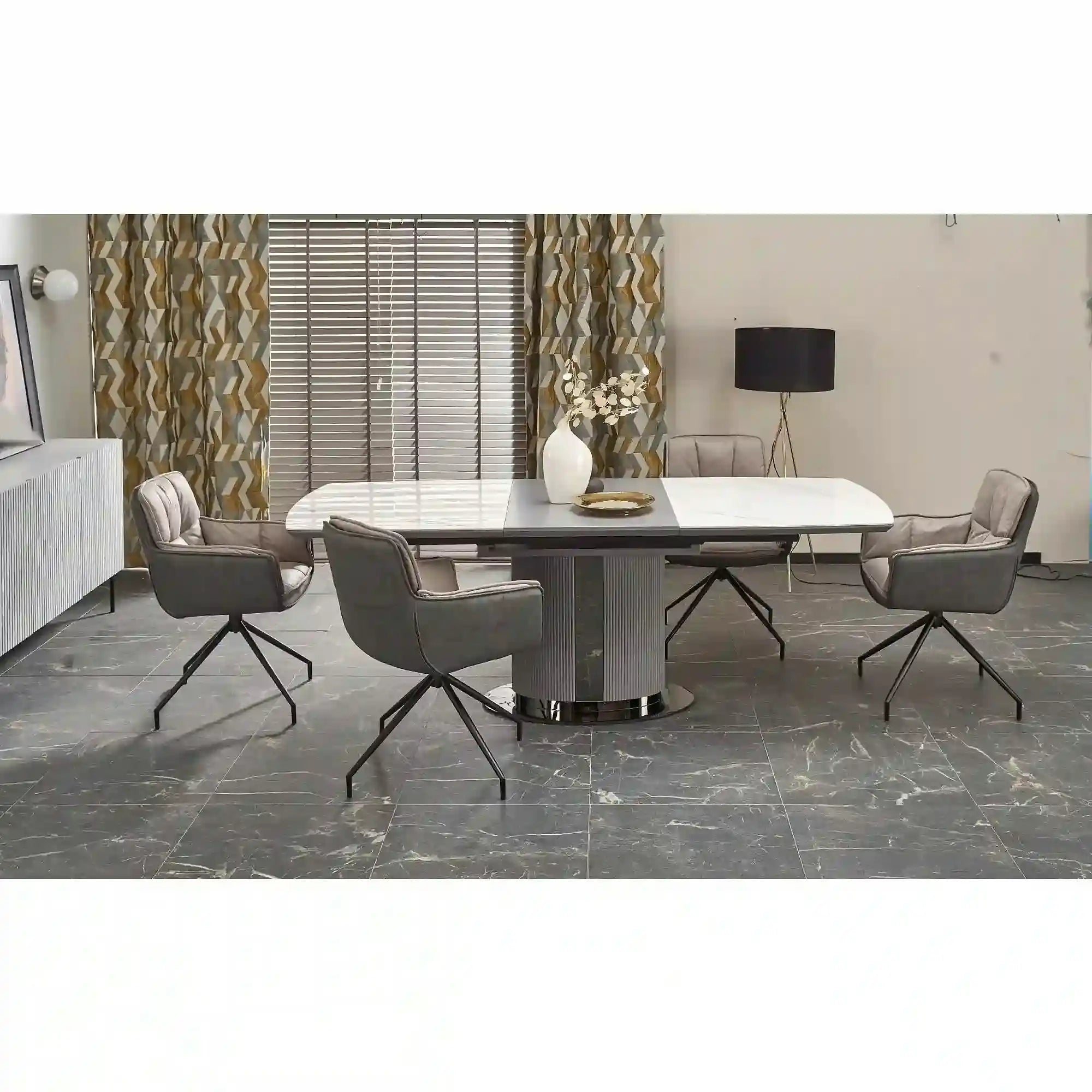 Masa extensibila DANCAN, alb/gri, 160-220x90x76 cm