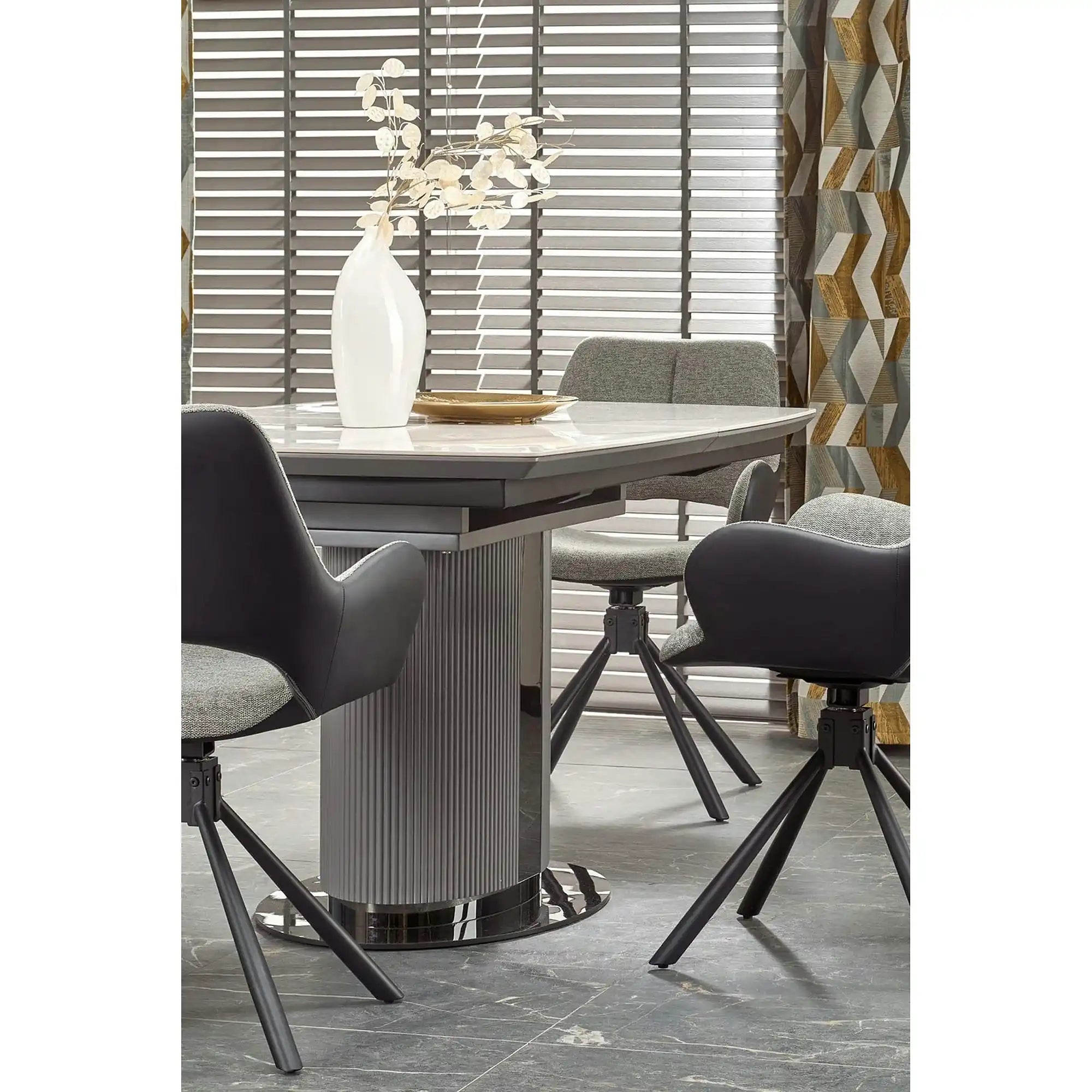 Masa extensibila DANCAN, alb/gri, 160-220x90x76 cm