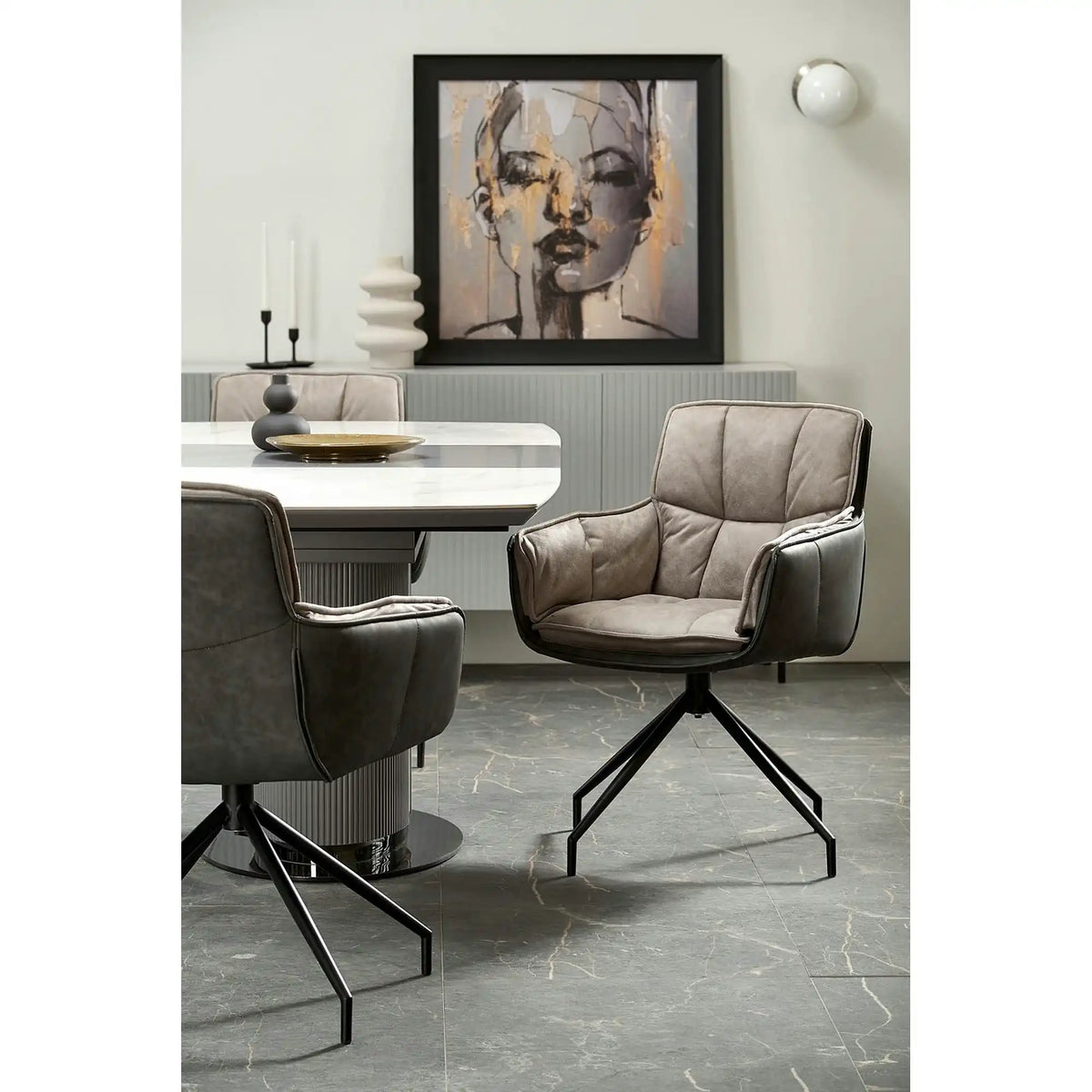 Masa extensibila DANCAN, alb/gri, 160-220x90x76 cm