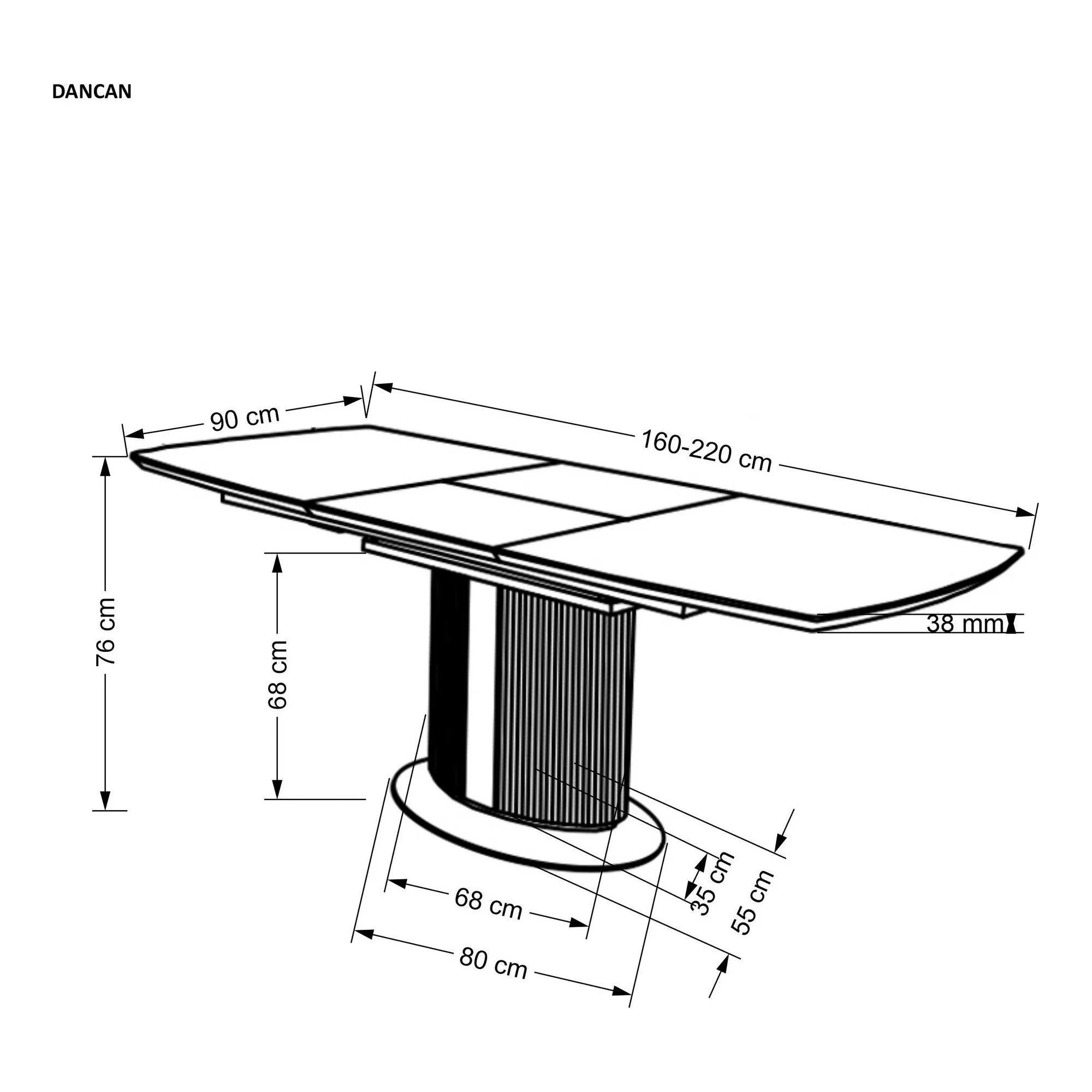Masa extensibila DANCAN, alb/gri, 160-220x90x76 cm