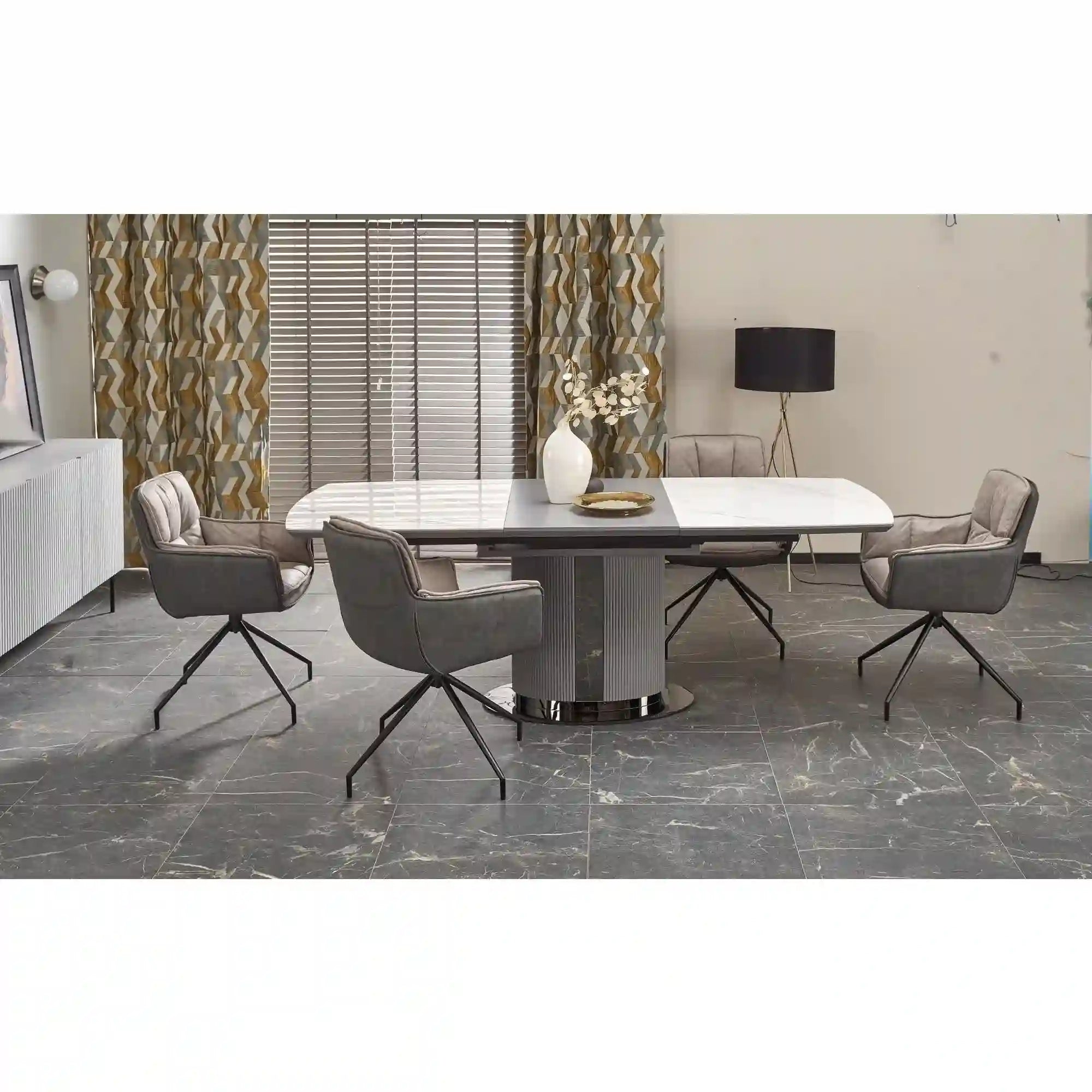 Masa extensibila DANCAN, alb/gri, 160-220x90x76 cm