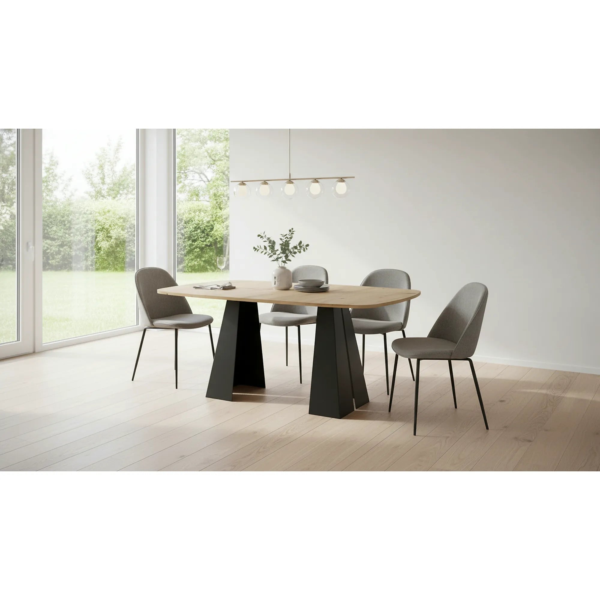 Masa extensibila DANGO, stejar artisan/negru, 100/176x100x76 cm