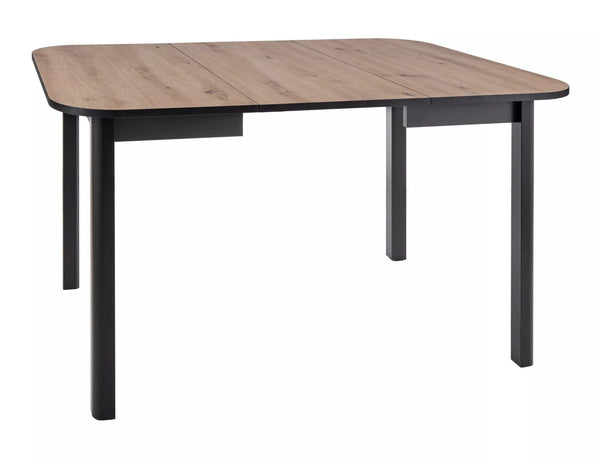 Masa extensibila DANTE II, stejar artisan/negru, PAL laminat, 90/130x90x75 cm
