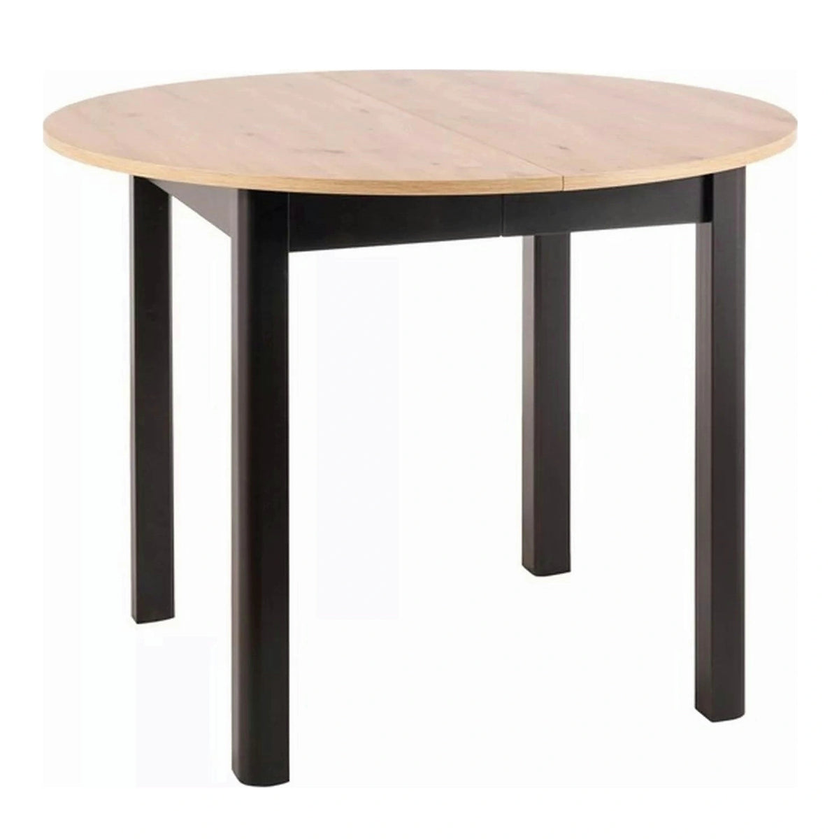 Masa extensibila DANTE, stejar artisan/negru mat, PAL laminat, 102/142x102x75 cm