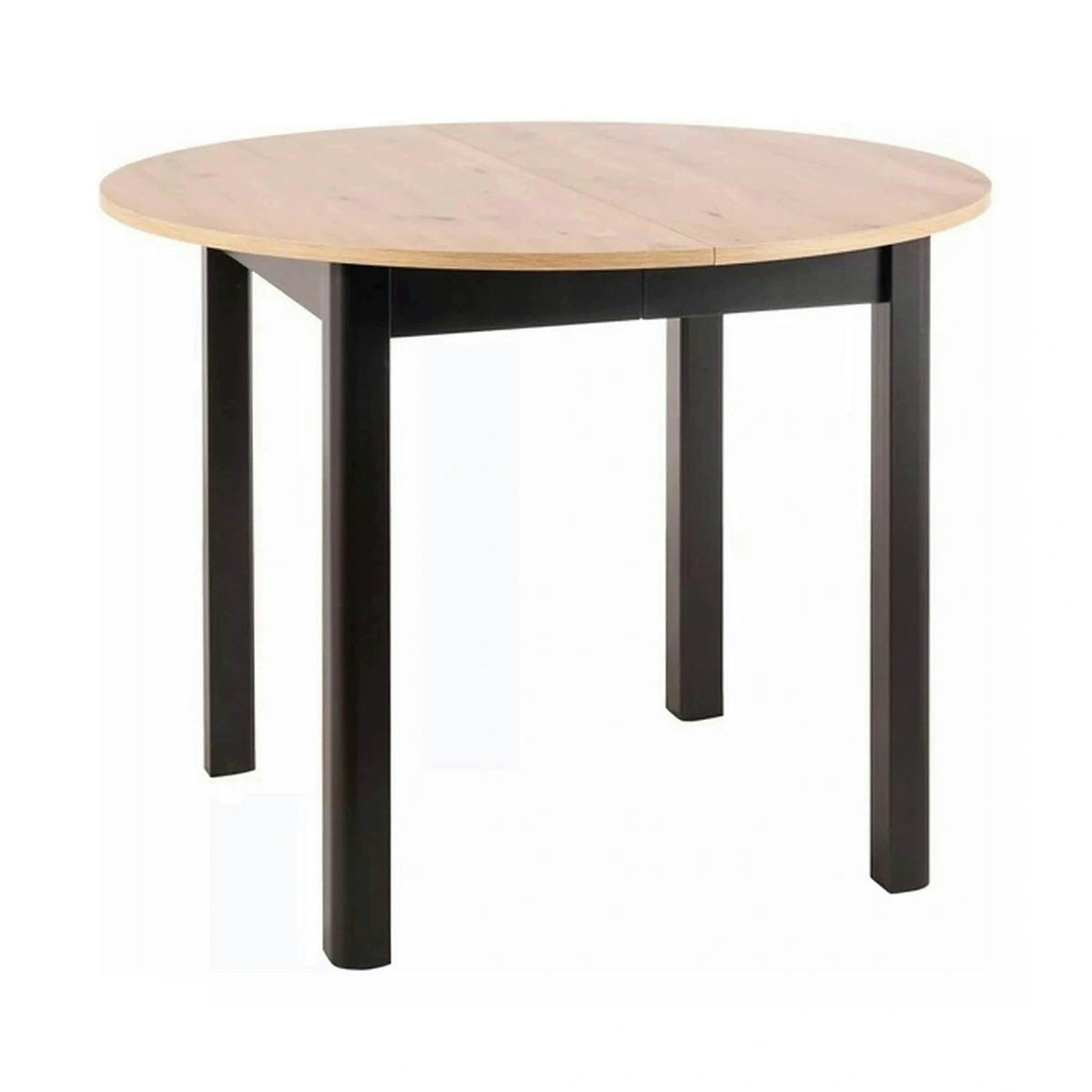 Masa extensibila DANTE, stejar artisan/negru mat, PAL laminat, 102/142x102x75 cm