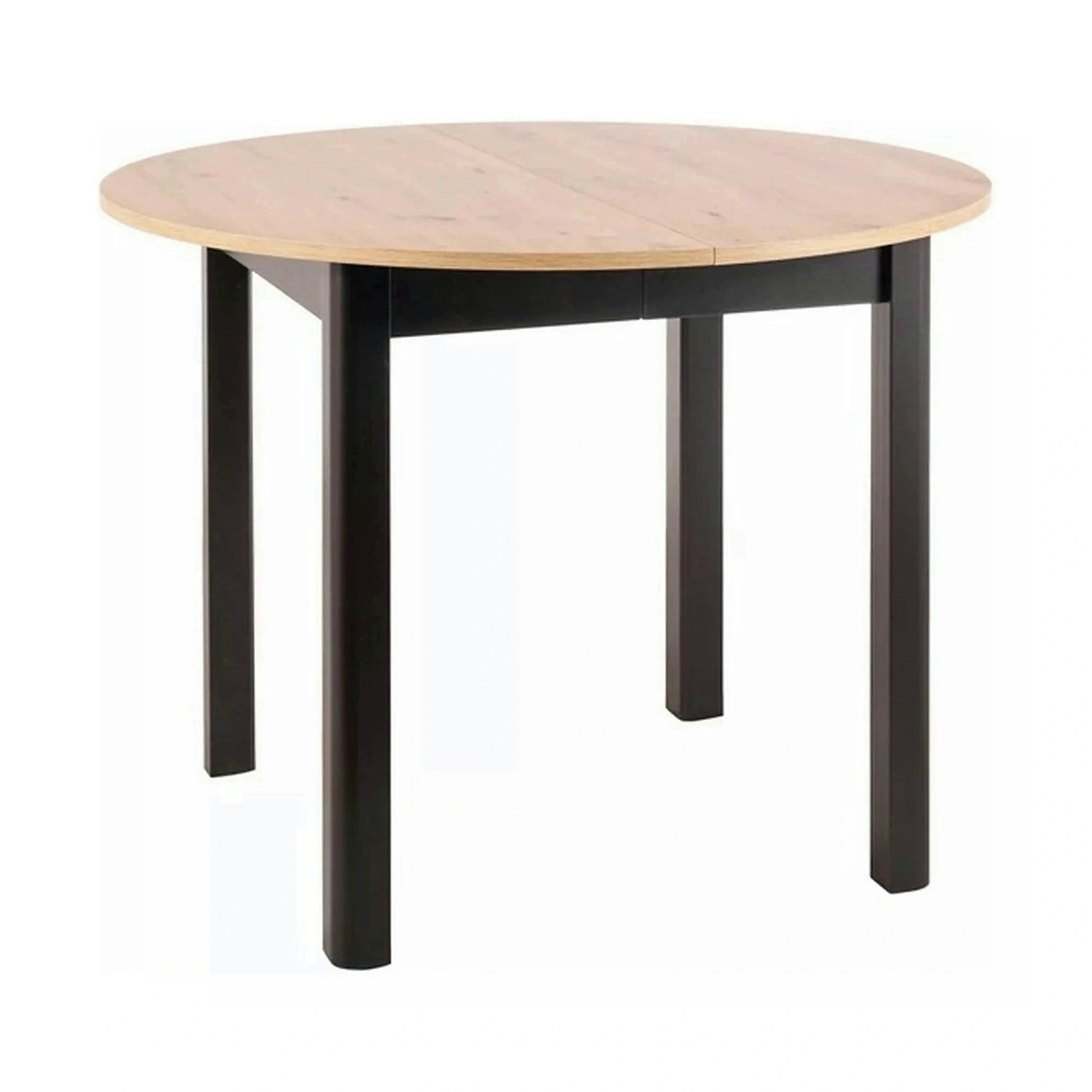 Masa extensibila DANTE, stejar artisan/negru mat, PAL laminat, 102/142x102x75 cm