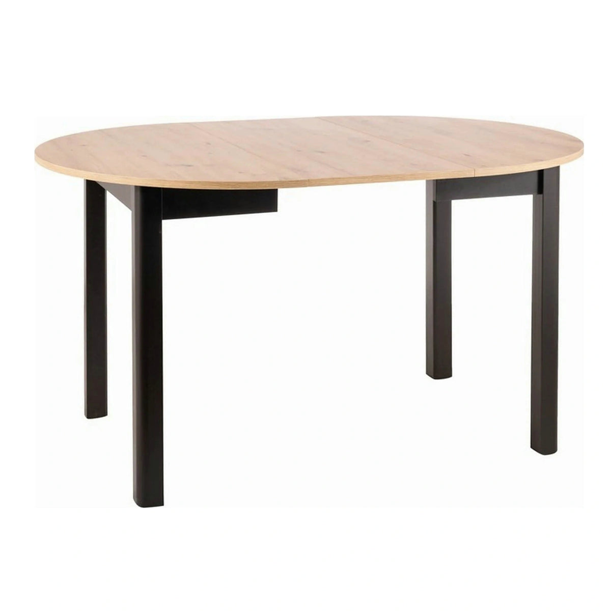 Masa extensibila DANTE, stejar artisan/negru mat, PAL laminat, 102/142x102x75 cm