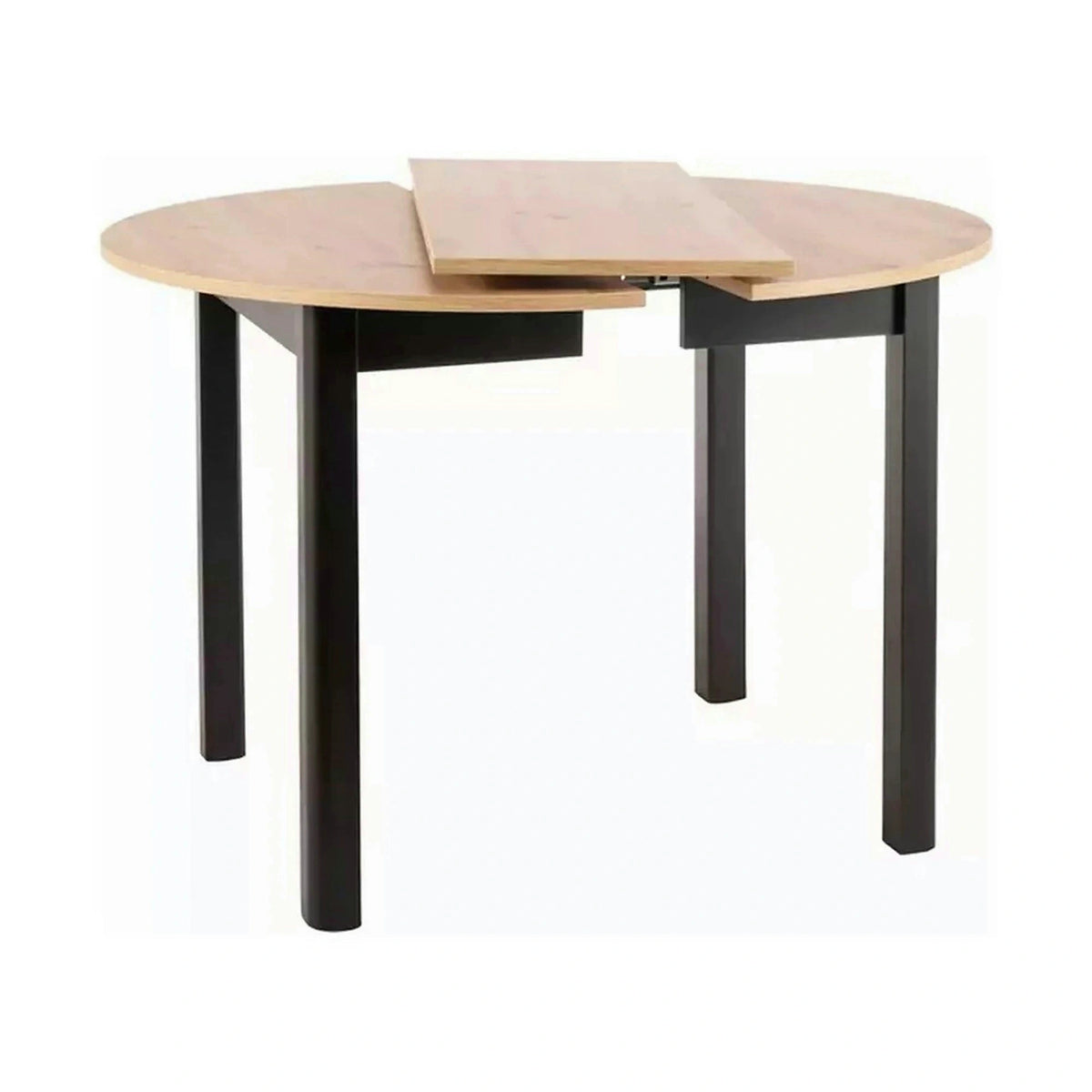 Masa extensibila DANTE, stejar artisan/negru mat, PAL laminat, 102/142x102x75 cm