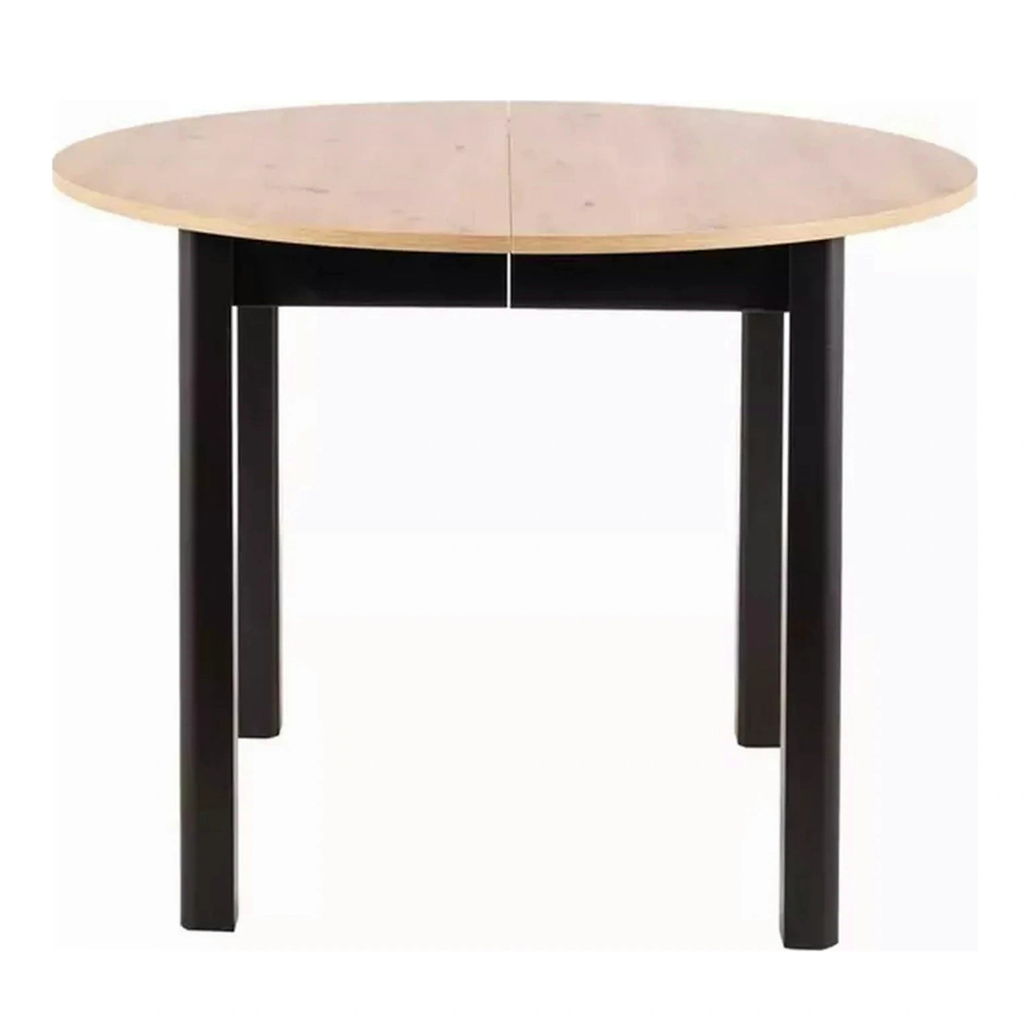Masa extensibila DANTE, stejar artisan/negru mat, PAL laminat, 102/142x102x75 cm
