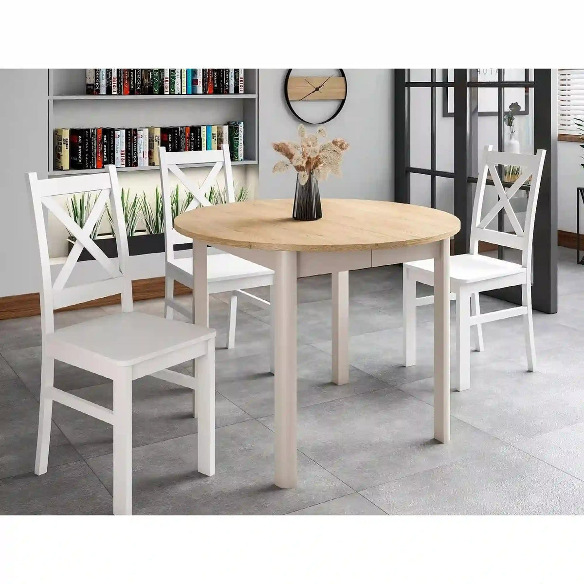 Masa extensibila DANTE, stejar/casmir, PAL laminat, 102/144x102x75 cm