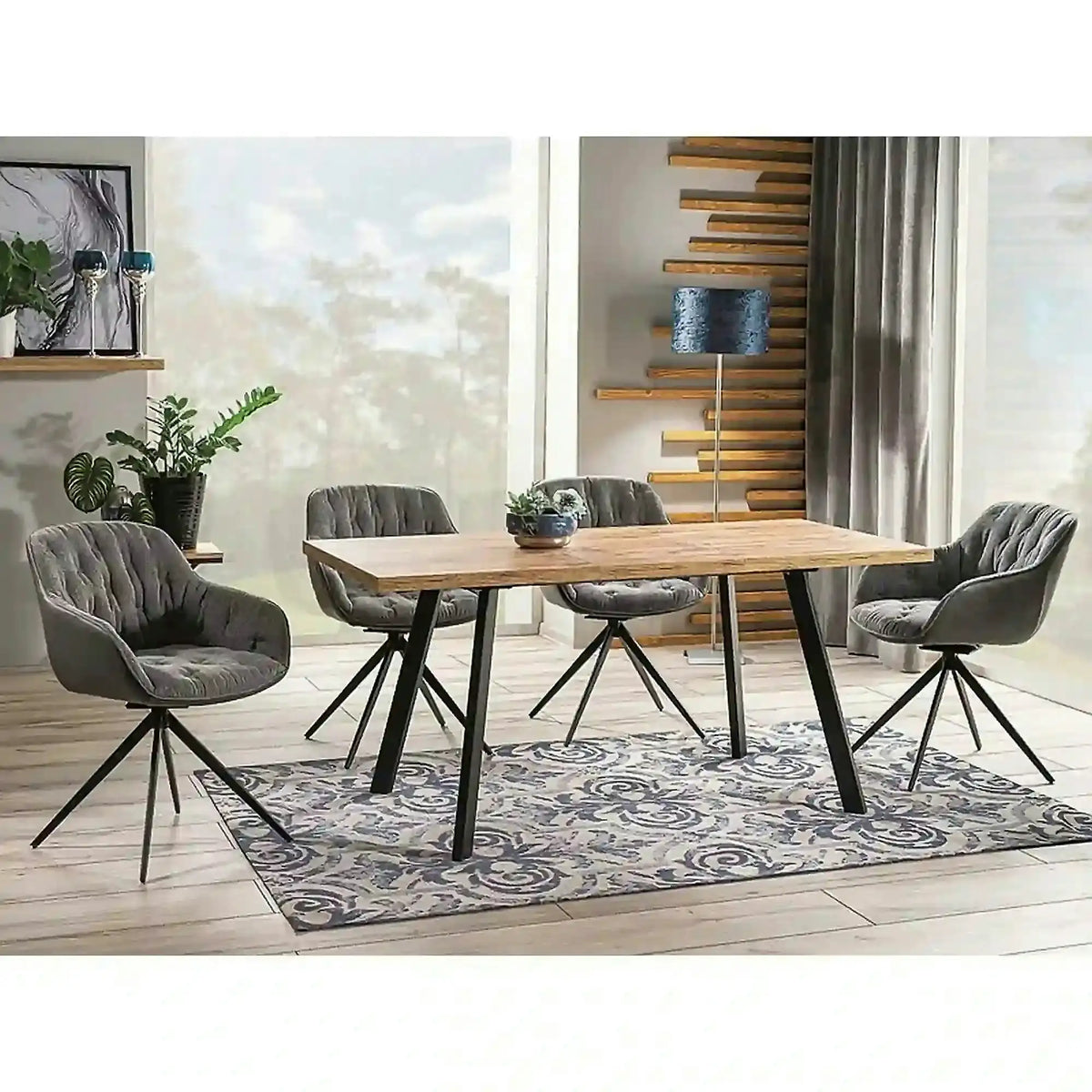 Masa extensibila de bucatarie BRICK, stejar artisan/negru, 120/160x80x75 cm