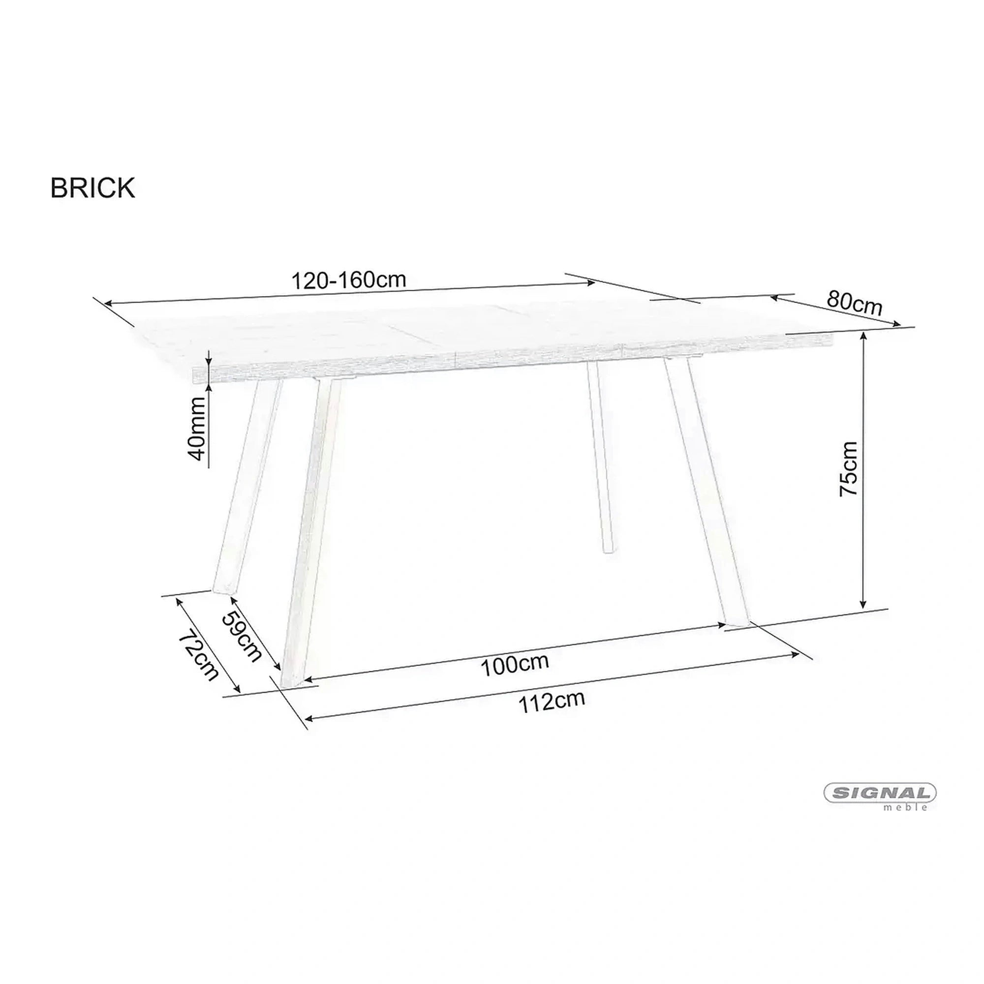 Masa extensibila de bucatarie BRICK, stejar artisan/negru, 120/160x80x75 cm