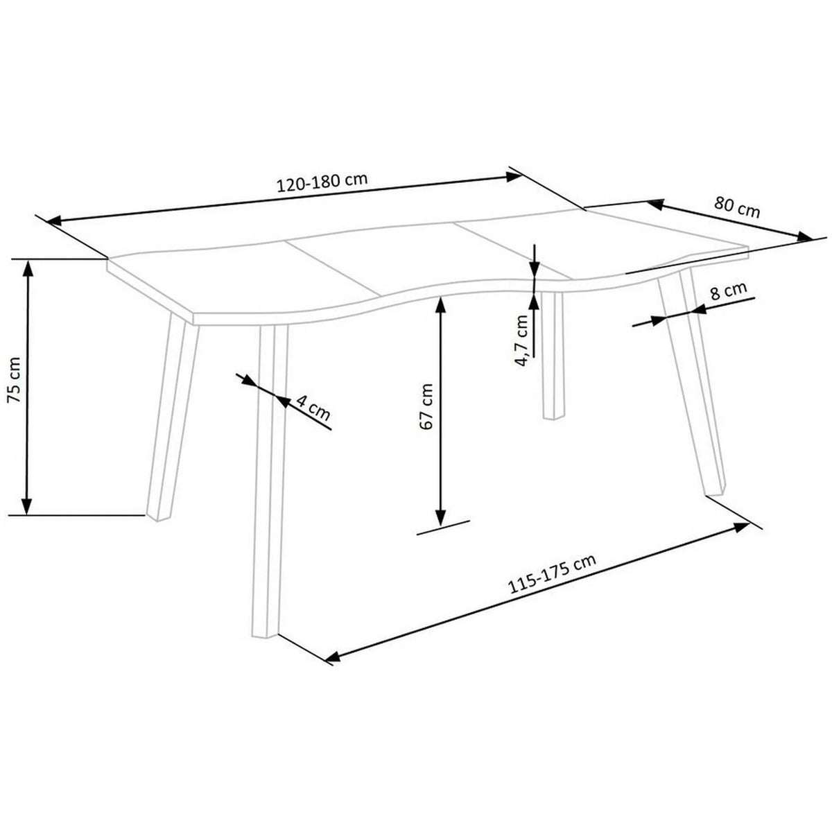 Masa extensibila bucatarie DICKSON, stejar natural, 120-180x80x75 cm