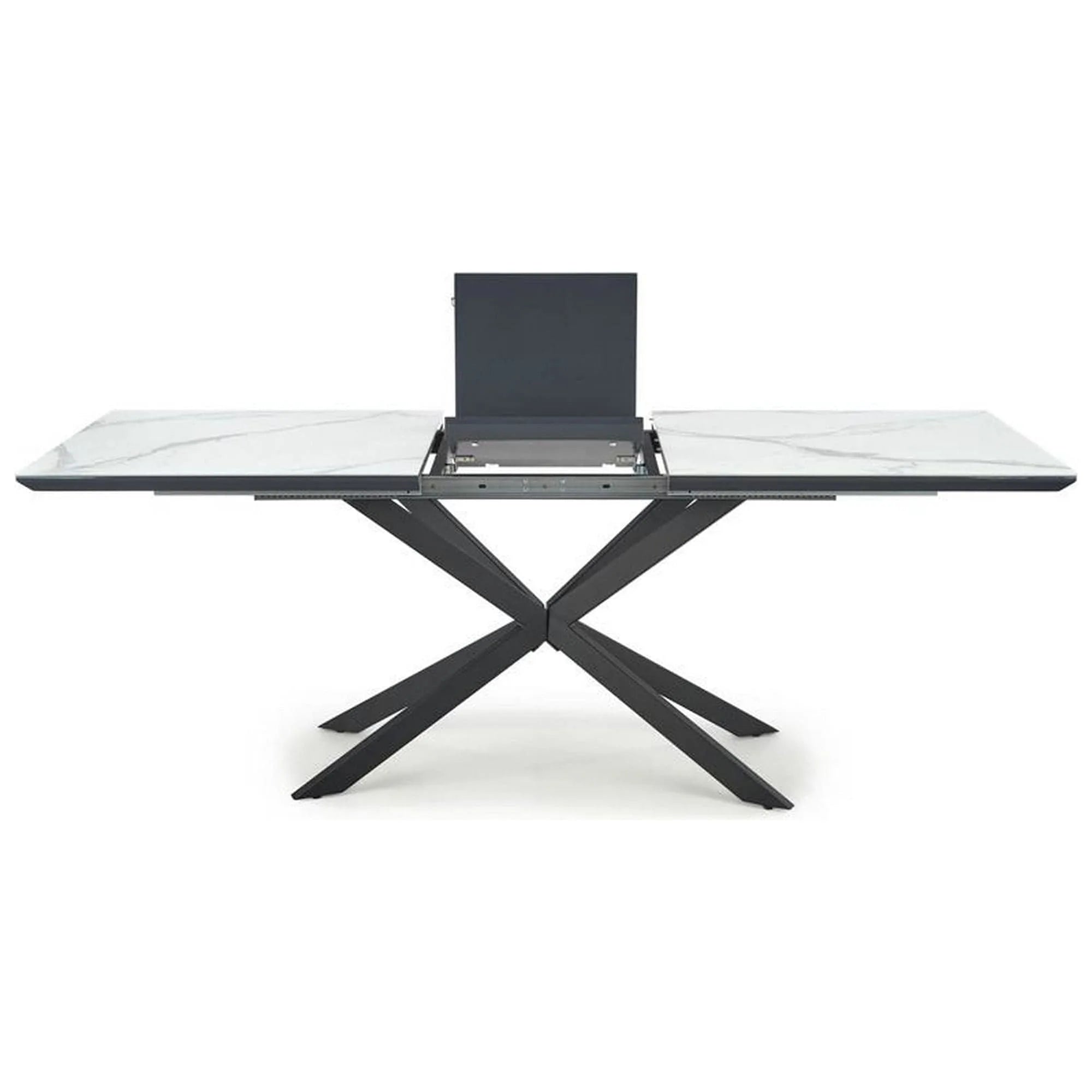 Masa extensibila DIESEL, alb cu efect de marmura/negru, 160/200x90x76 cm