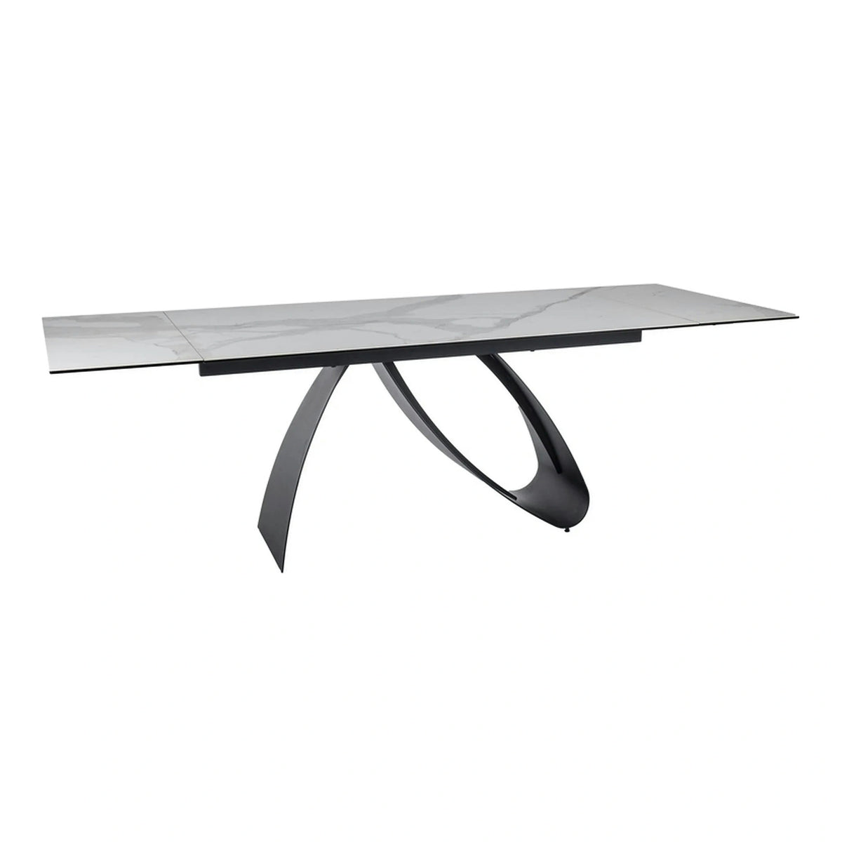 Masa extensibila DIUNA, alb/negru, sticla securizata/ceramica/metal, 160/240x90x77 cm