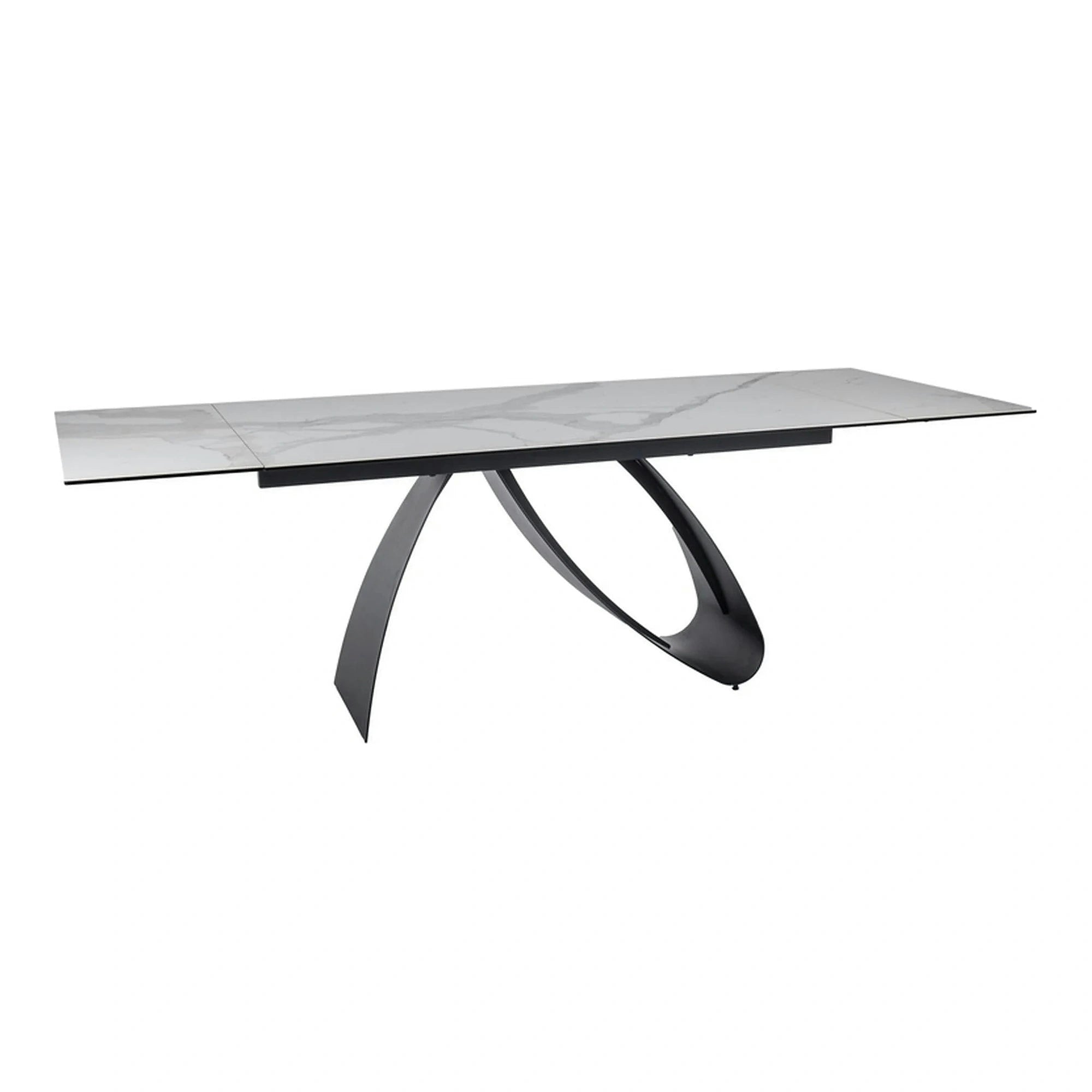 Masa extensibila DIUNA, alb/negru, sticla securizata/ceramica/metal, 160/240x90x77 cm