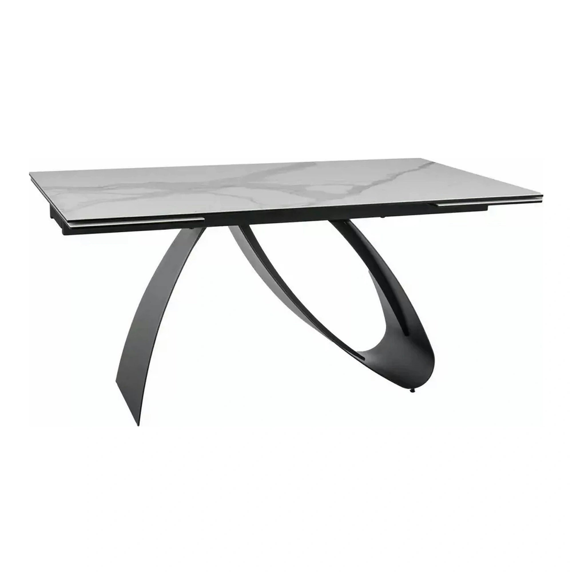 Masa extensibila DIUNA, alb/negru, sticla securizata/ceramica/metal, 160/240x90x77 cm