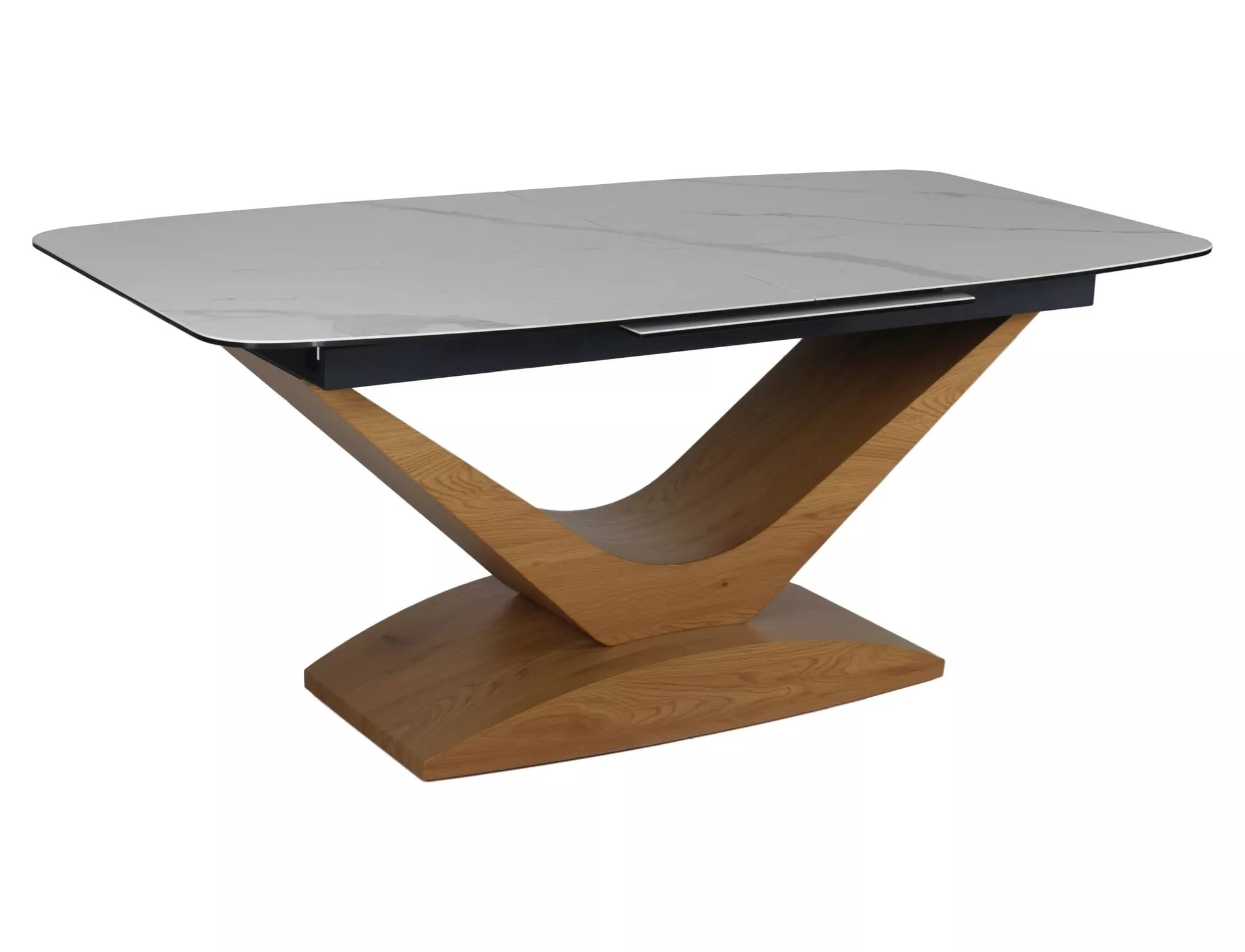 Masa extensibila DOLCE, alb cu efect de marmura/stejar, 180/240x95x76 cm