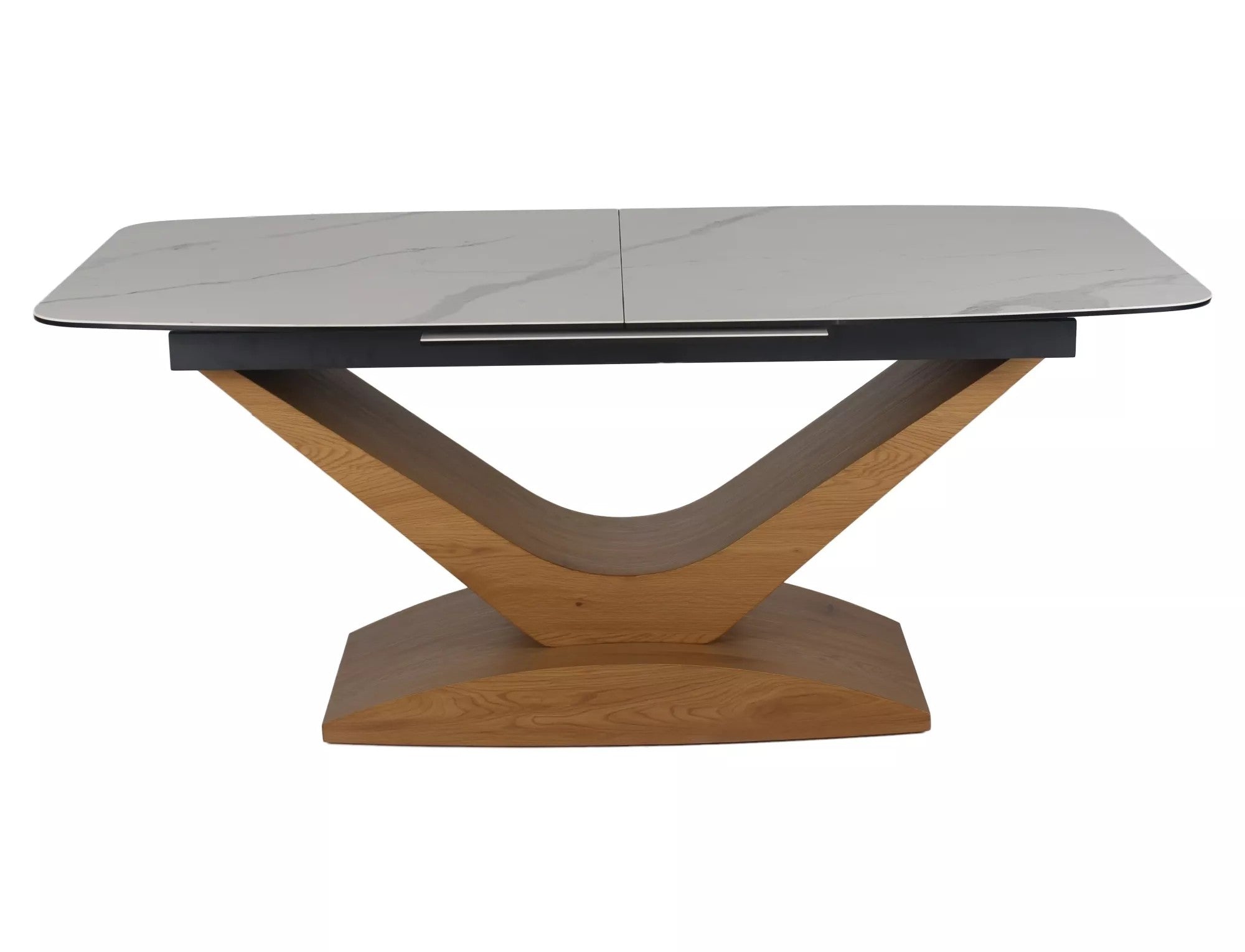 Masa extensibila DOLCE, alb cu efect de marmura/stejar, 180/240x95x76 cm