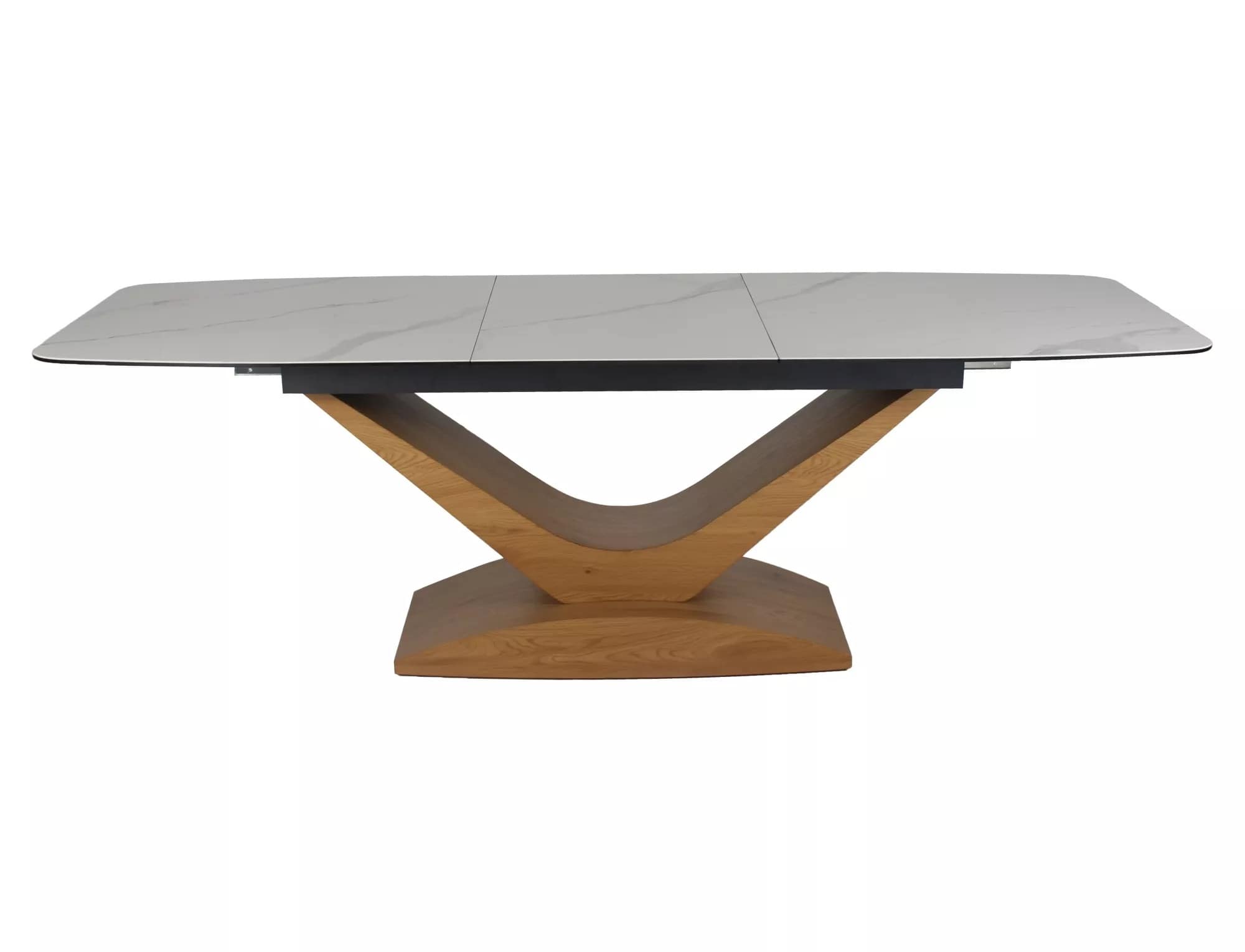 Masa extensibila DOLCE, alb cu efect de marmura/stejar, 180/240x95x76 cm