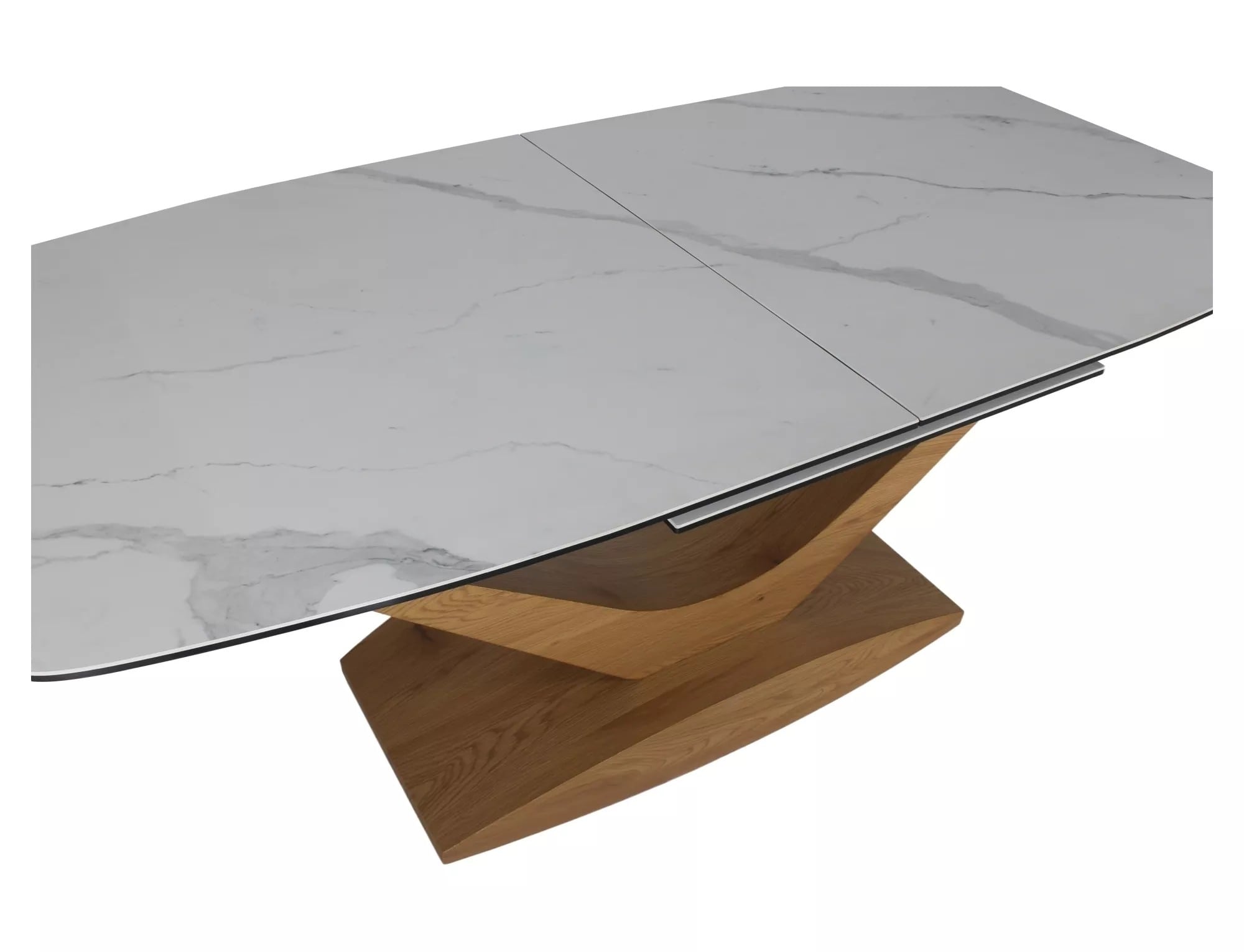 Masa extensibila DOLCE, alb cu efect de marmura/stejar, 180/240x95x76 cm