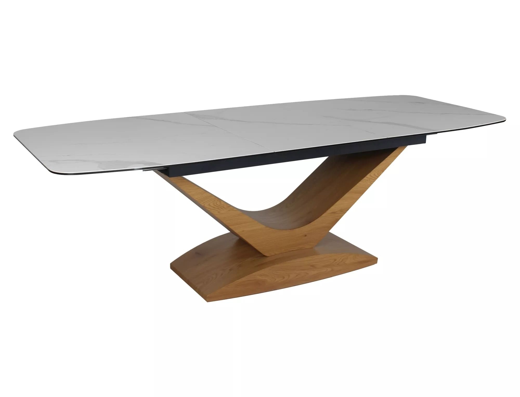 Masa extensibila DOLCE, alb cu efect de marmura/stejar, 180/240x95x76 cm