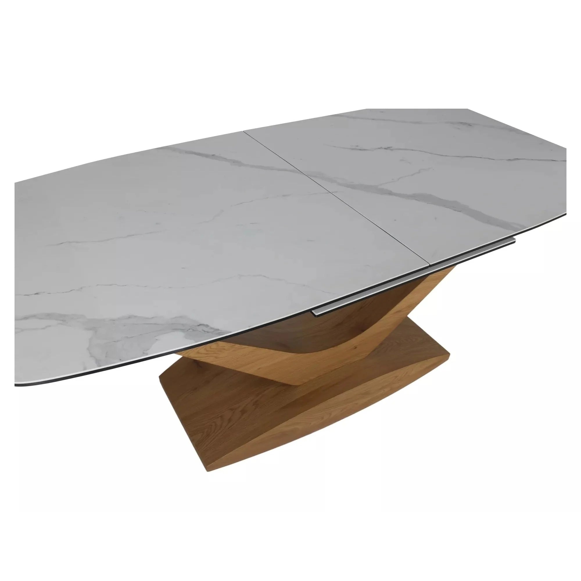 Masa extensibila DOLCE, alb cu efect de marmura/stejar, 180/240x95x76 cm