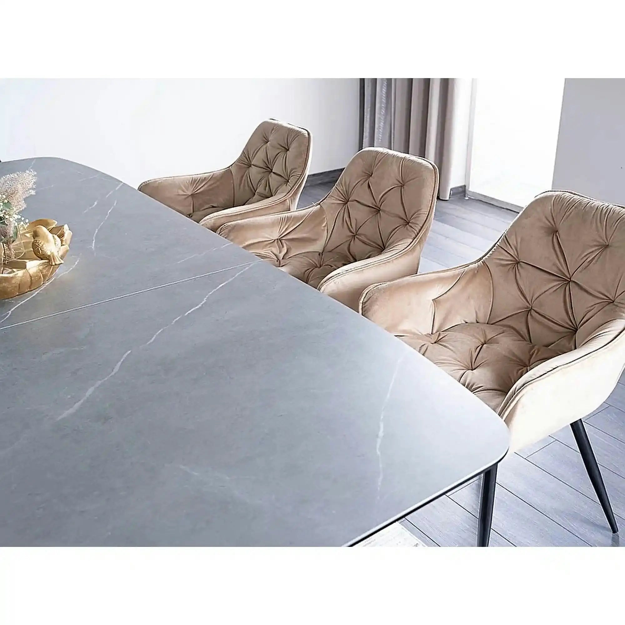 Masa sticla securizata DOLCE, gri mat/nuc, 180-240x95x76 cm