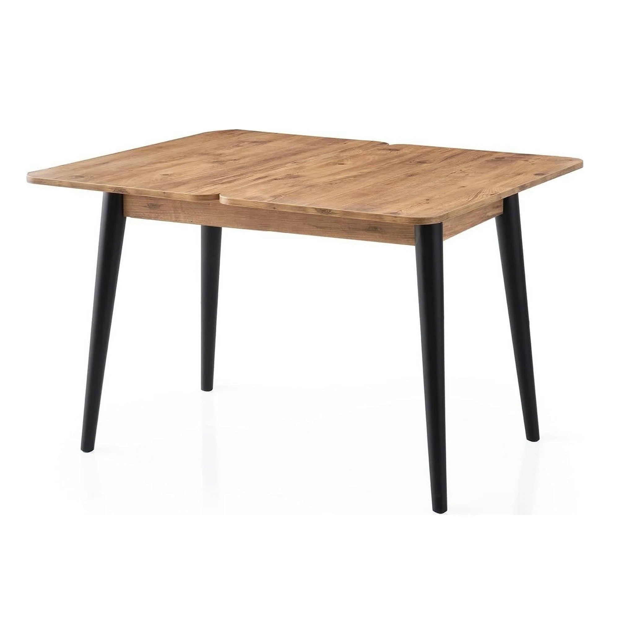 Masa extensibila DOLUNAY 1284, stejar/negru, PAL melaminat, 100/120x60/100x75 cm