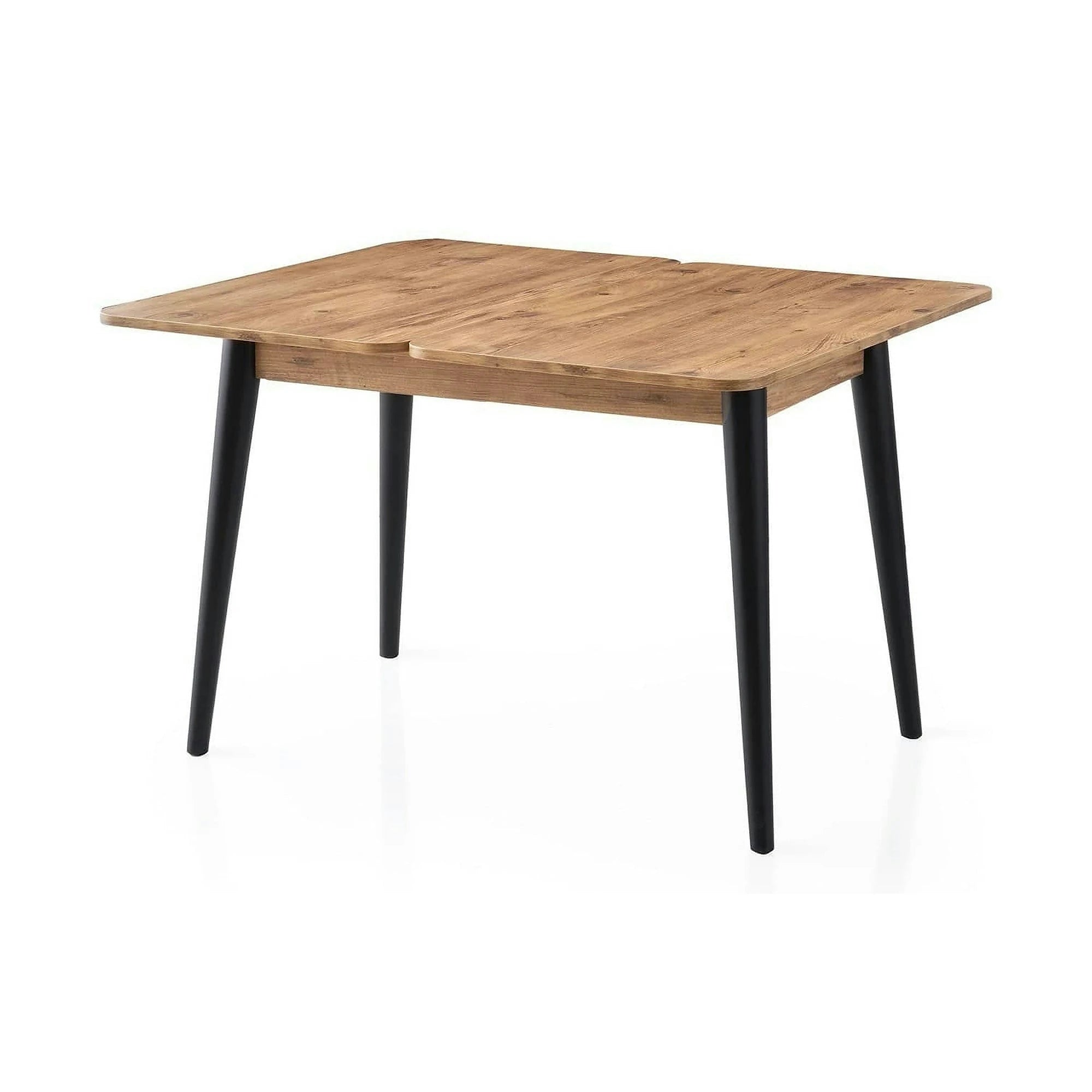 Masa extensibila DOLUNAY 1284, stejar/negru, PAL melaminat, 100/120x60/100x75 cm