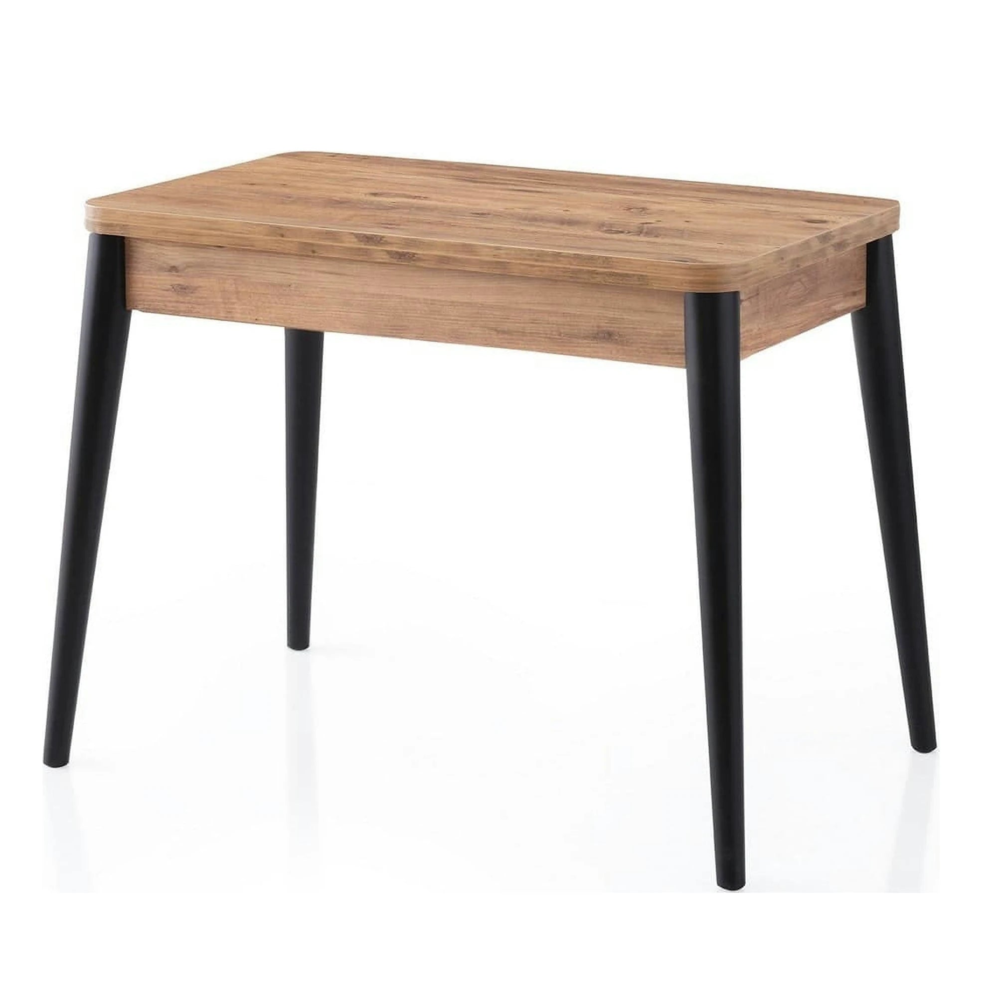Masa extensibila DOLUNAY 1284, stejar/negru, PAL melaminat, 100/120x60/100x75 cm