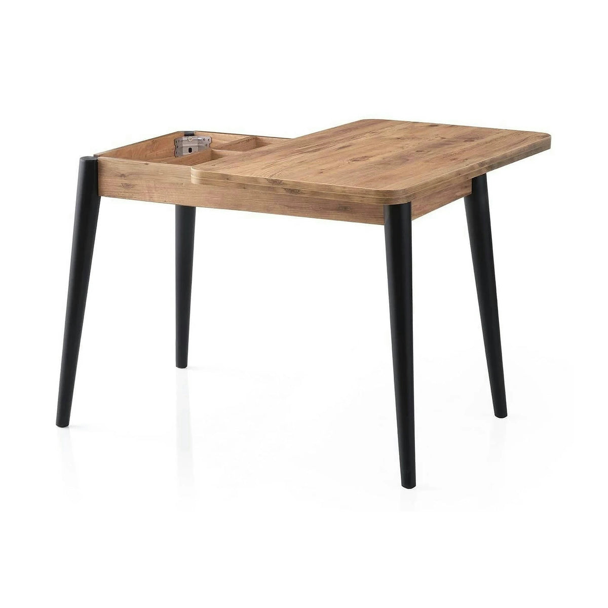 Masa extensibila DOLUNAY 1284, stejar/negru, PAL melaminat, 100/120x60/100x75 cm