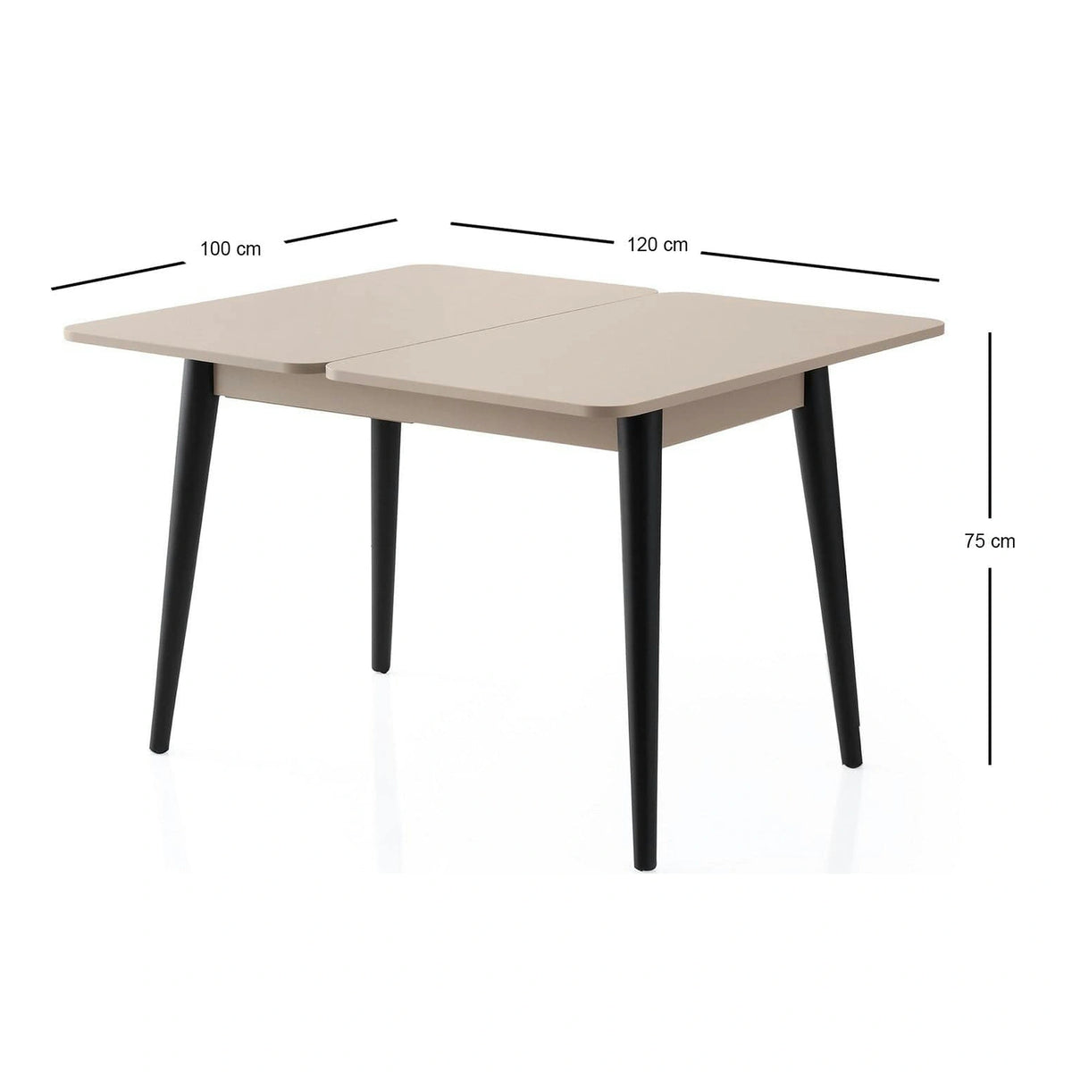 Masa extensibila DOLUNAY 1285, bej, PAL melaminat, 100/120x60/100x75 cm