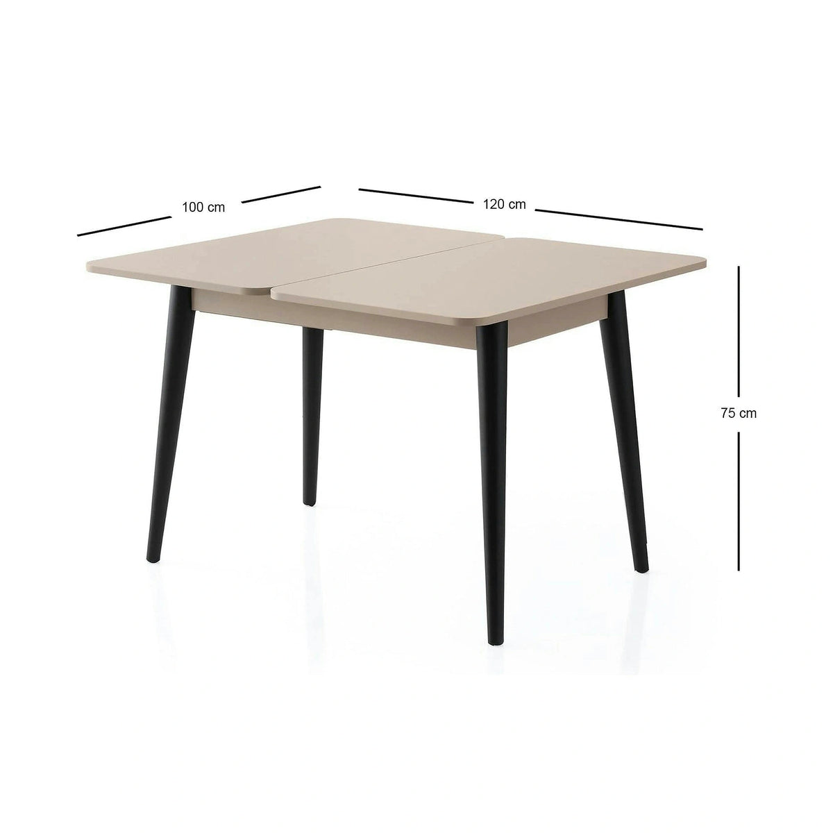 Masa extensibila DOLUNAY 1285, bej, PAL melaminat, 100/120x60/100x75 cm