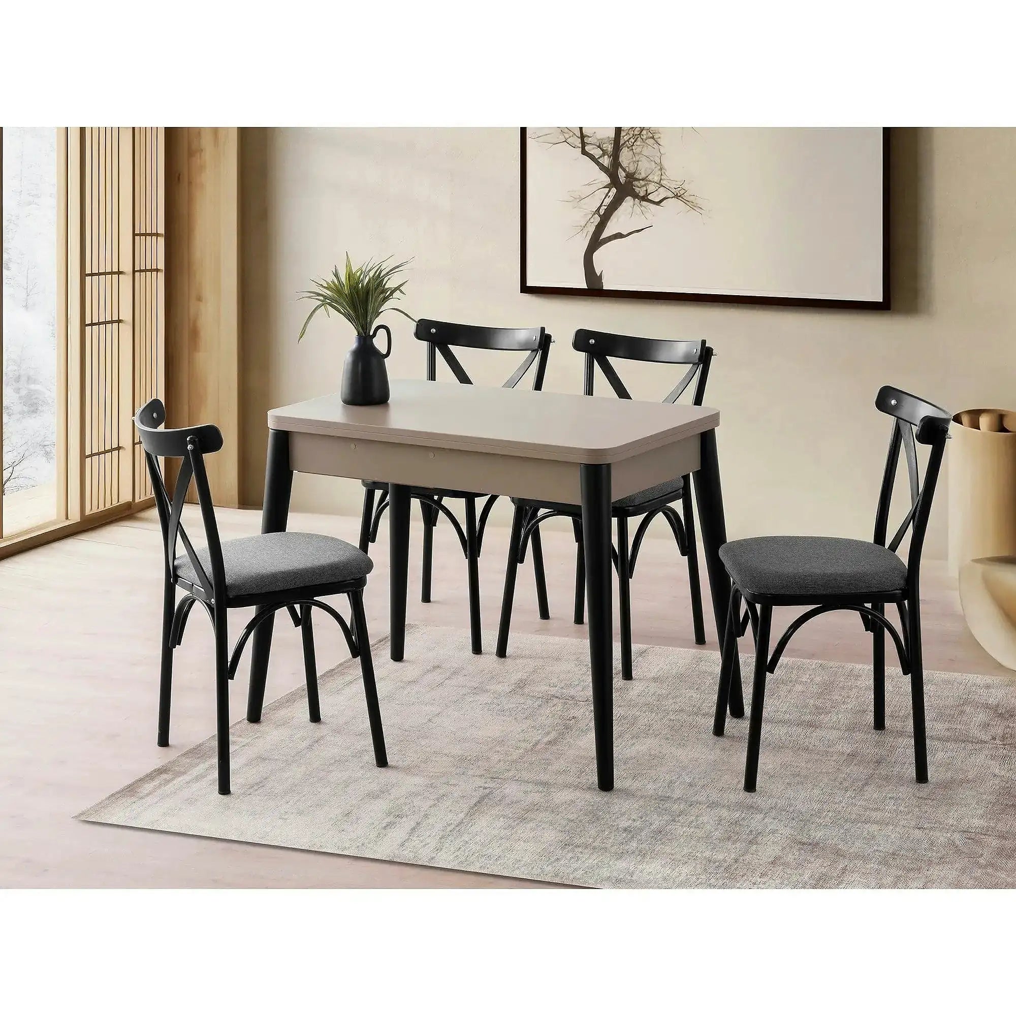 Masa extensibila DOLUNAY 1285, bej, PAL melaminat, 100/120x60/100x75 cm
