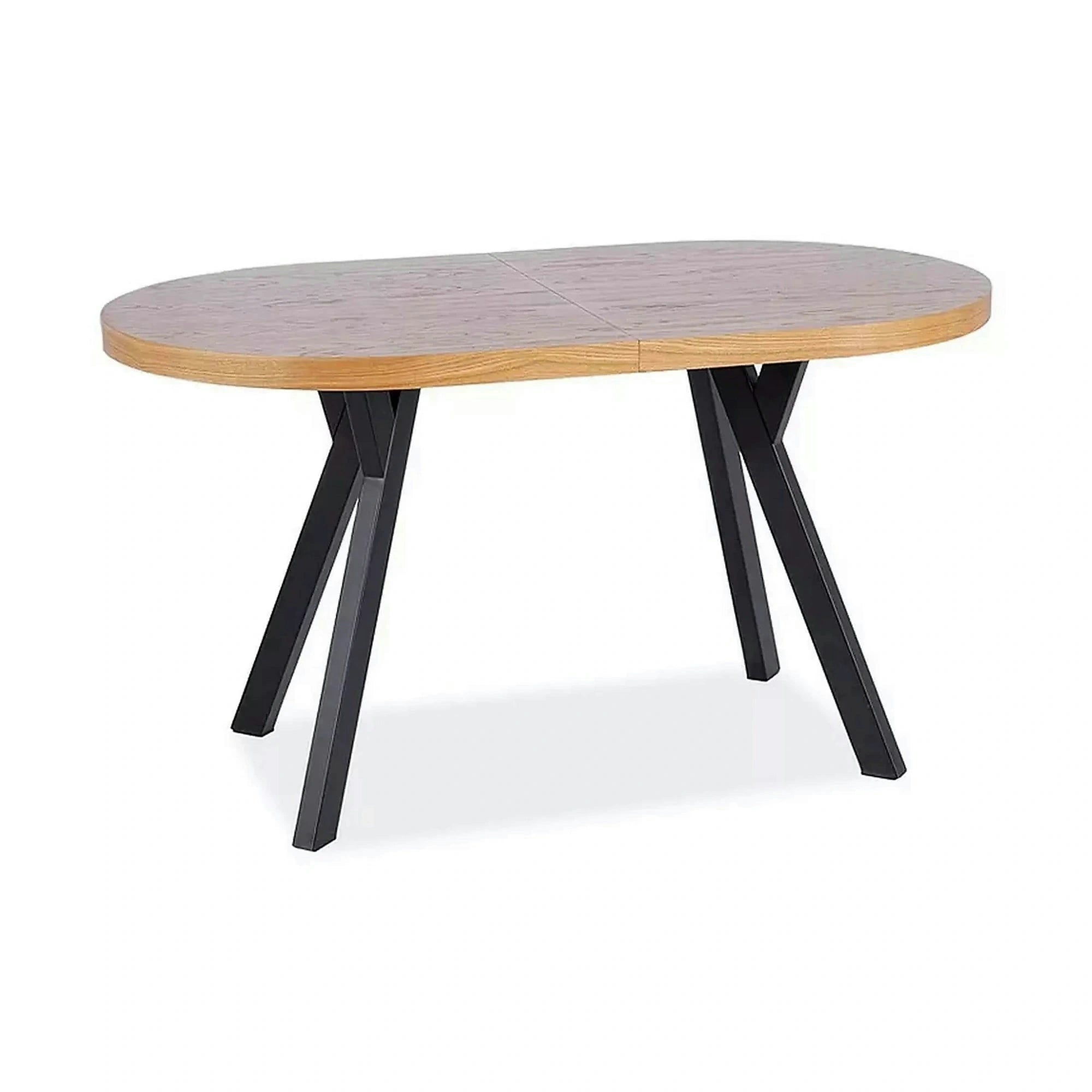 Masa extensibila DOMINGO II, stejar natural/negru, PAL laminat/metal, 140/272x80x76 cm
