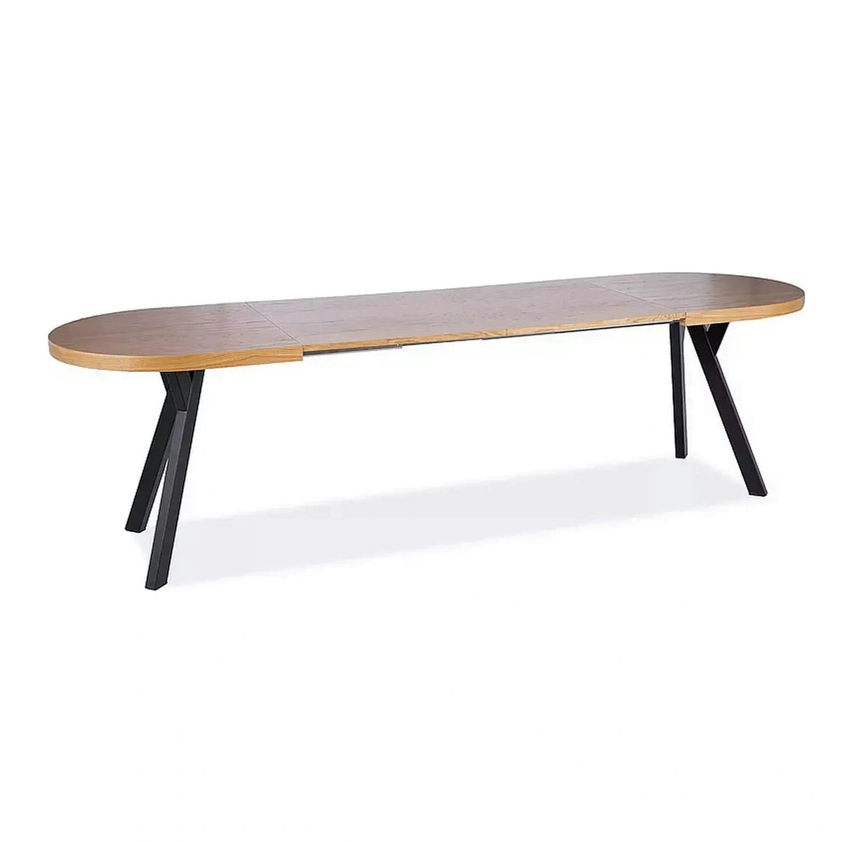Masa extensibila DOMINGO II, stejar natural/negru, PAL laminat/metal, 140/272x80x76 cm
