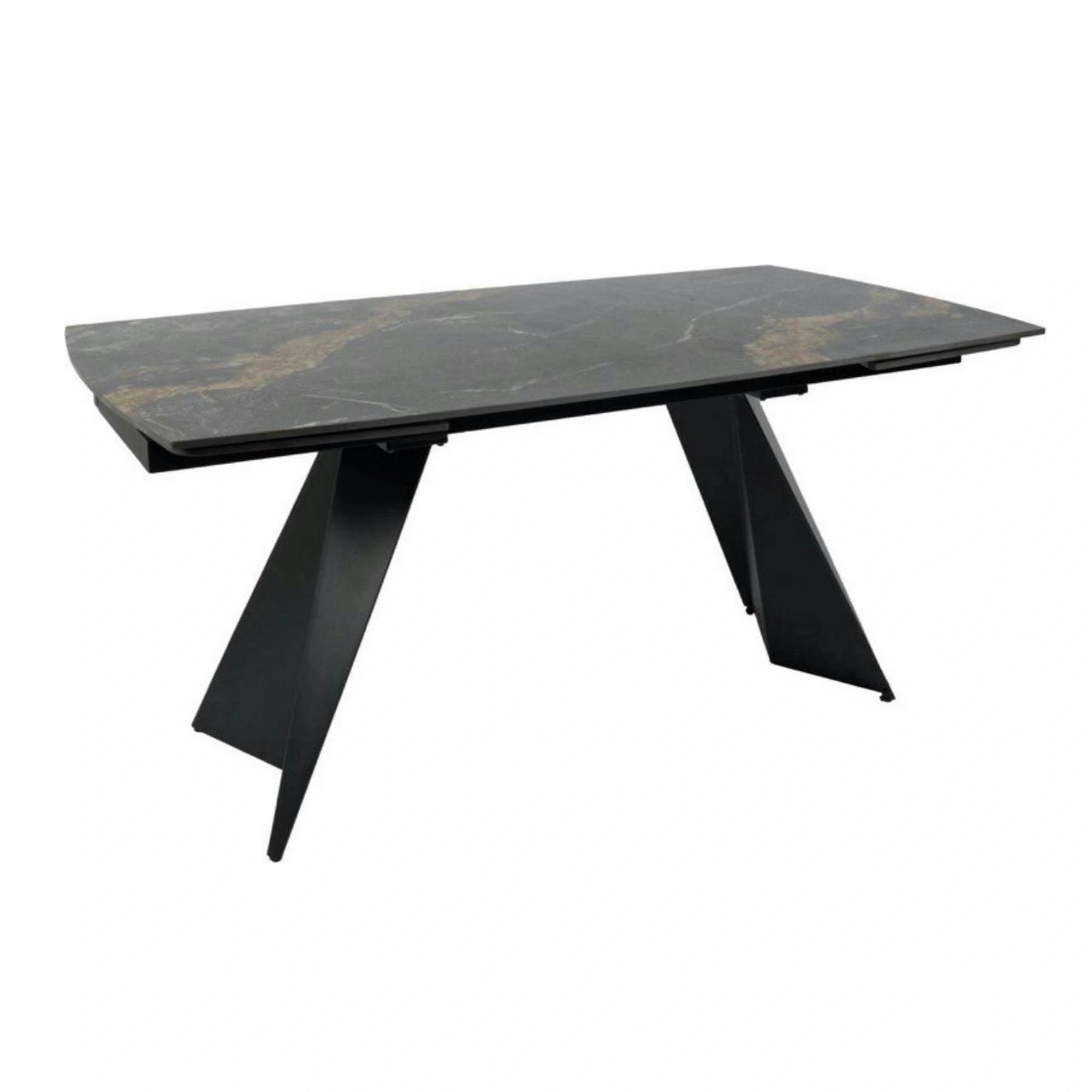 Masa extensibila ECLIPSE, negru cu efect de marmura, ceramica/metal, 165/240x90x76 cm