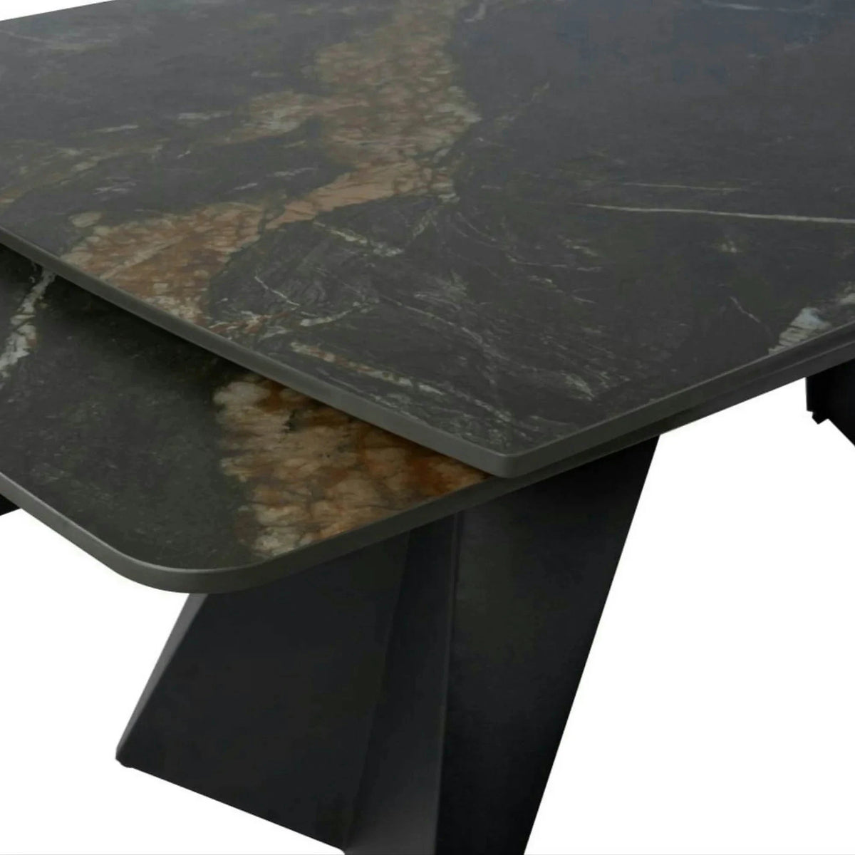 Masa extensibila ECLIPSE, negru cu efect de marmura, ceramica/metal, 165/240x90x76 cm