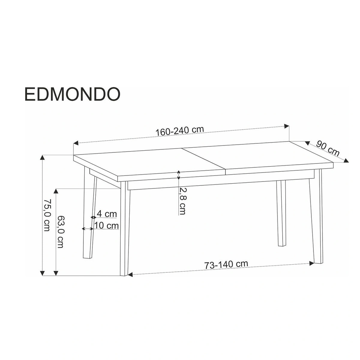 Masa extensibila EDMONDO, stejar, PAL laminat/furnir, 160/240x90x75 cm