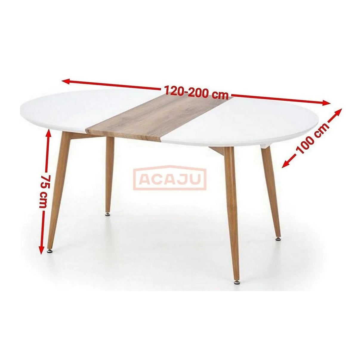 Masa extensibila EDWARD, alb/stejar miere, 120/200x100x75 cm