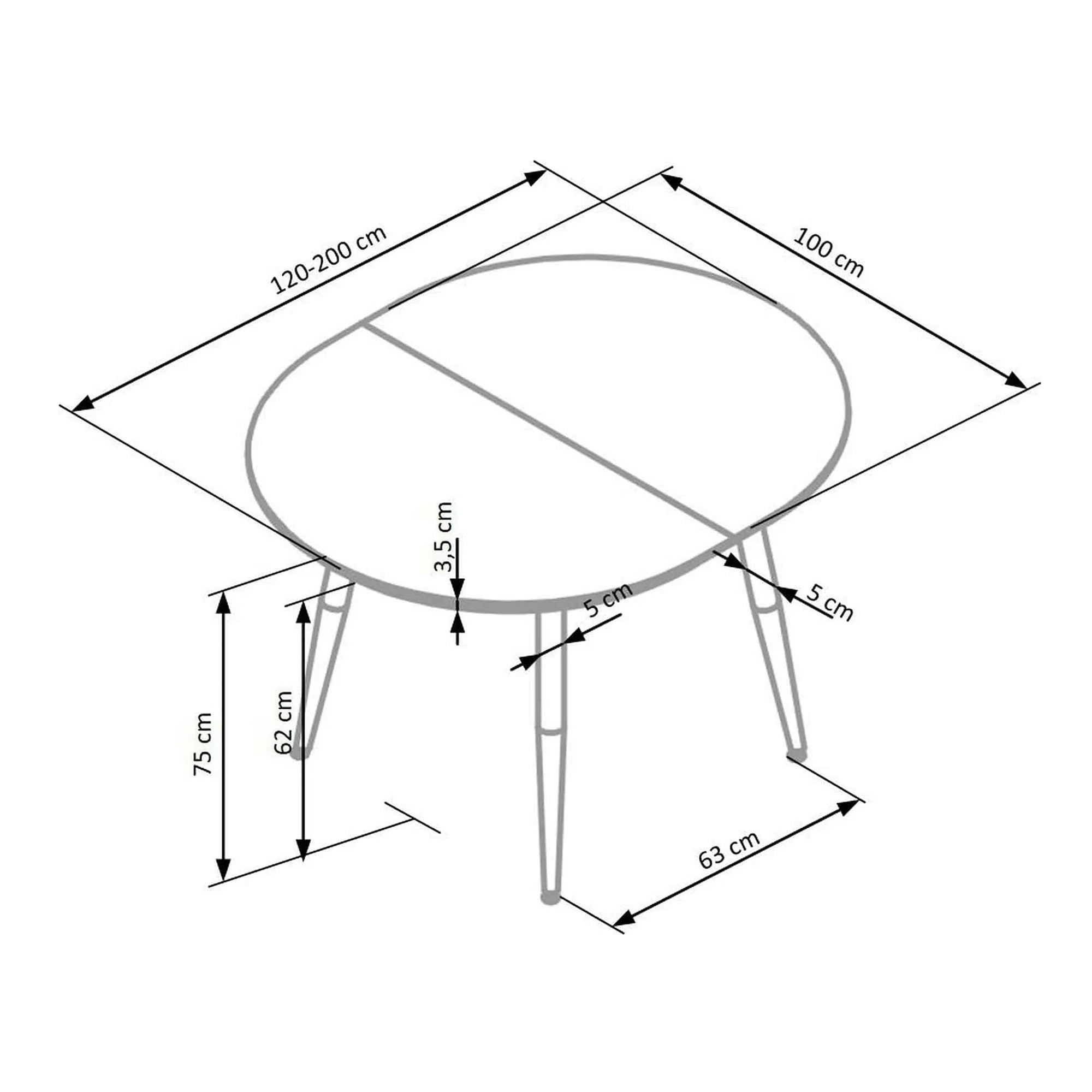 Masa extensibila EDWARD, alb/stejar San Remo, 120/200x100x75 cm