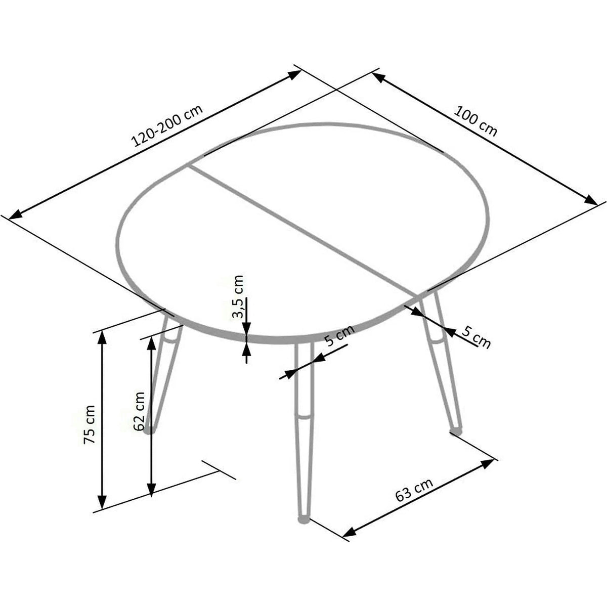 Masa extensibila EDWARD, alb/stejar San Remo, 120/200x100x75 cm