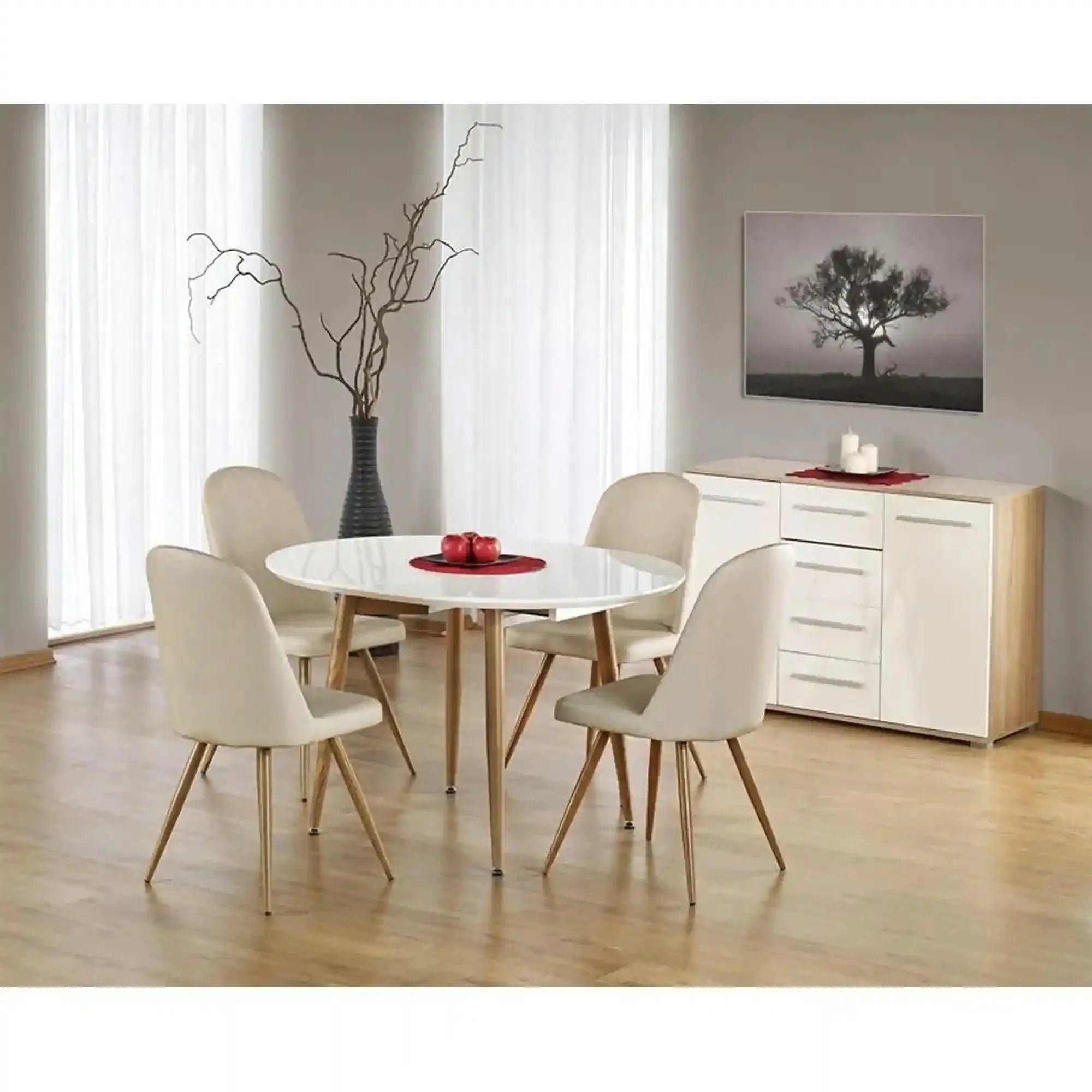 Masa extensibila EDWARD, alb/stejar San Remo, 120/200x100x75 cm