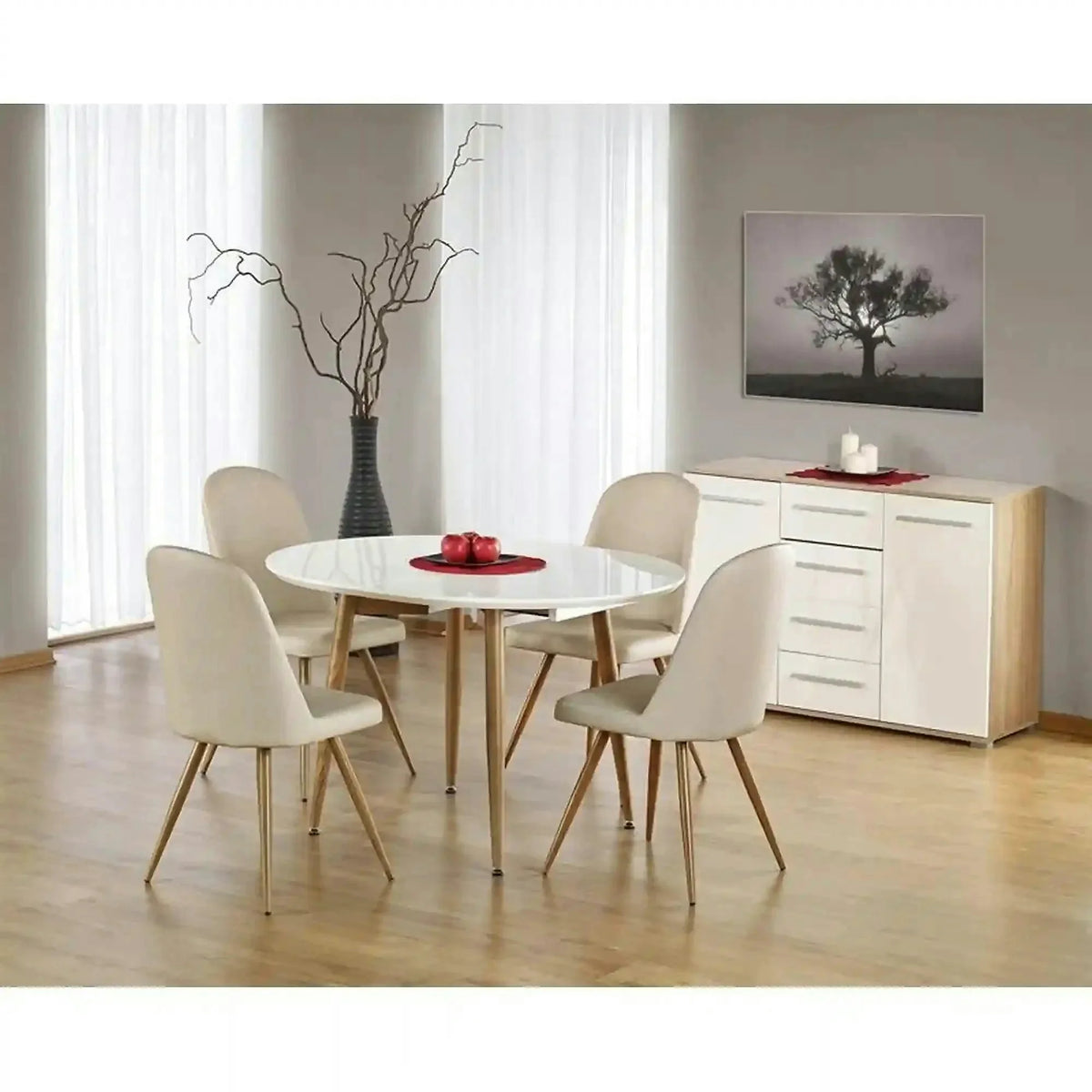 Masa extensibila EDWARD, alb/stejar San Remo, 120/200x100x75 cm