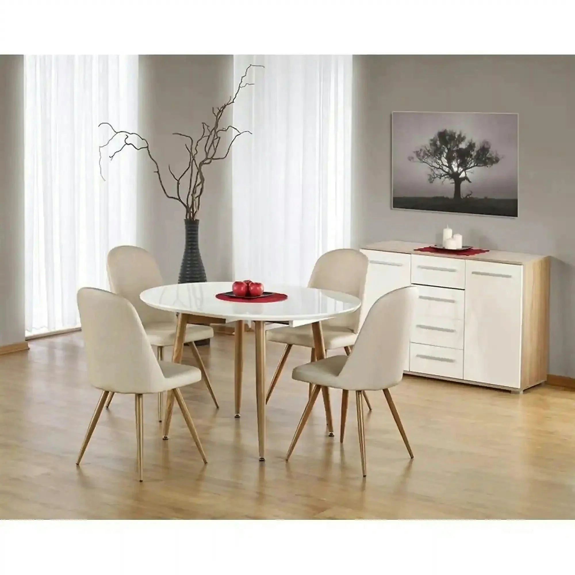 Masa extensibila EDWARD, alb/stejar San Remo, 120/200x100x75 cm