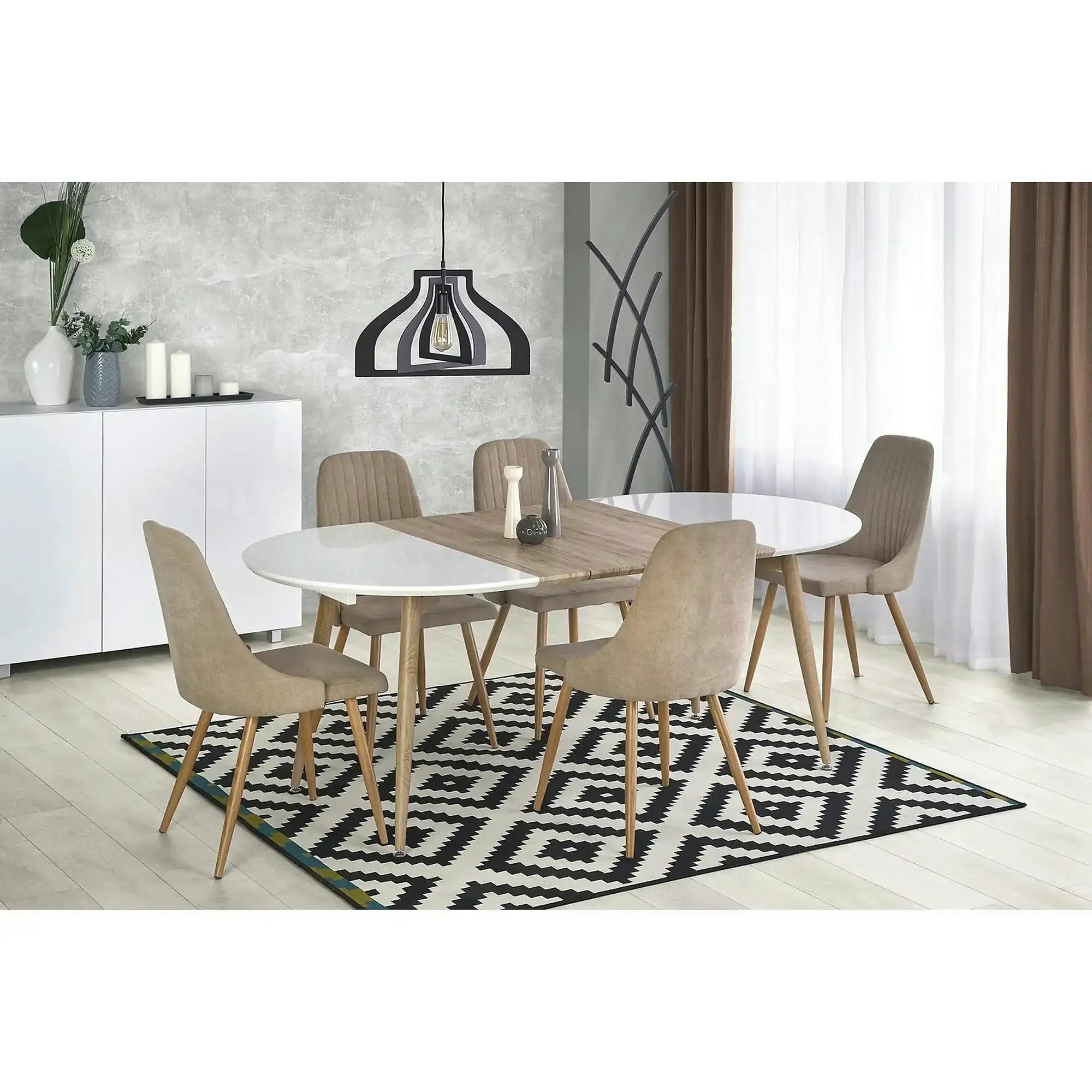 Masa extensibila EDWARD, alb/stejar San Remo, 120/200x100x75 cm
