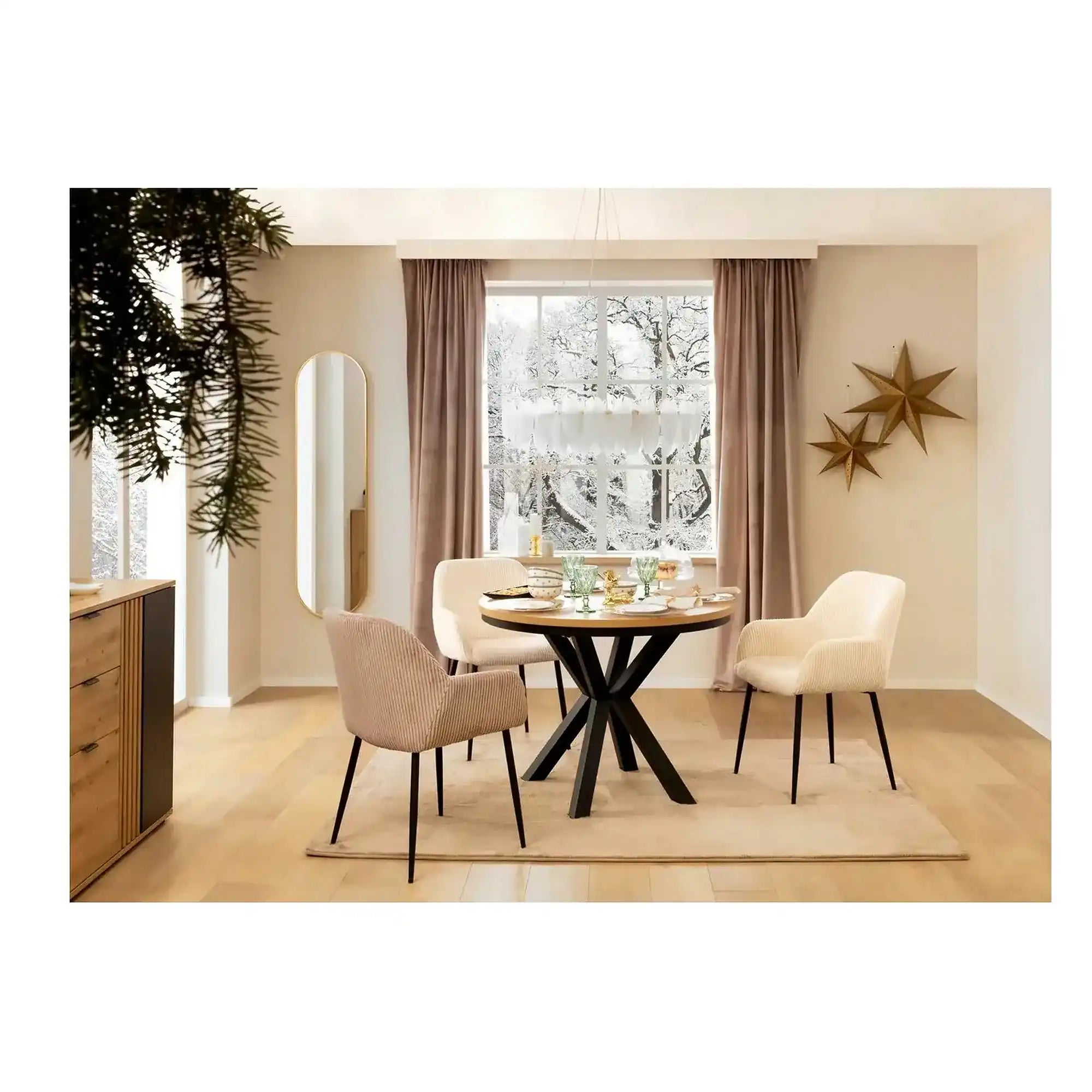 Masa extensibila ELAND, stejar artisan/negru, PAL laminat/metal, 100/200x100x76 cm
