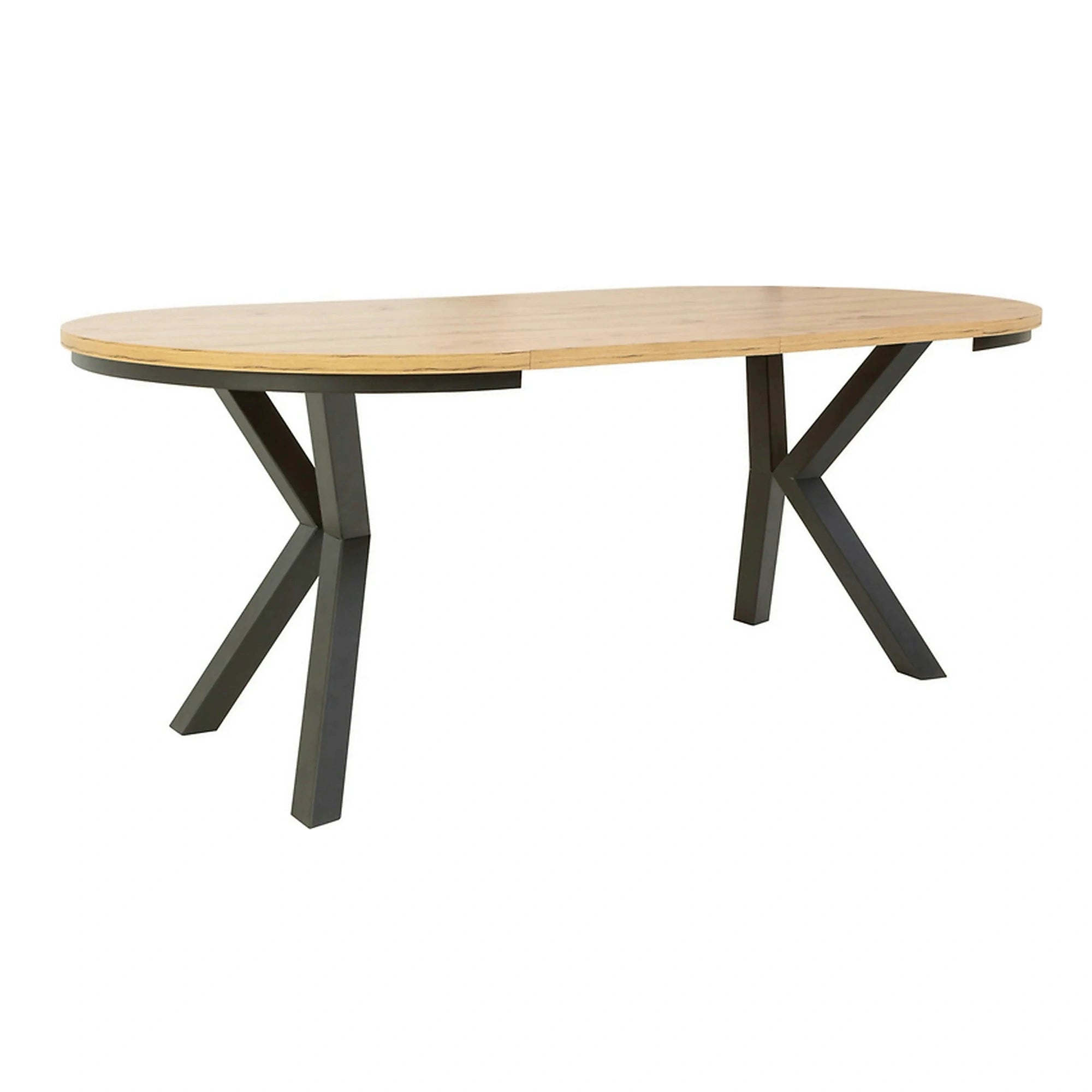 Masa extensibila ELAND, stejar artisan/negru, PAL laminat/metal, 100/200x100x76 cm